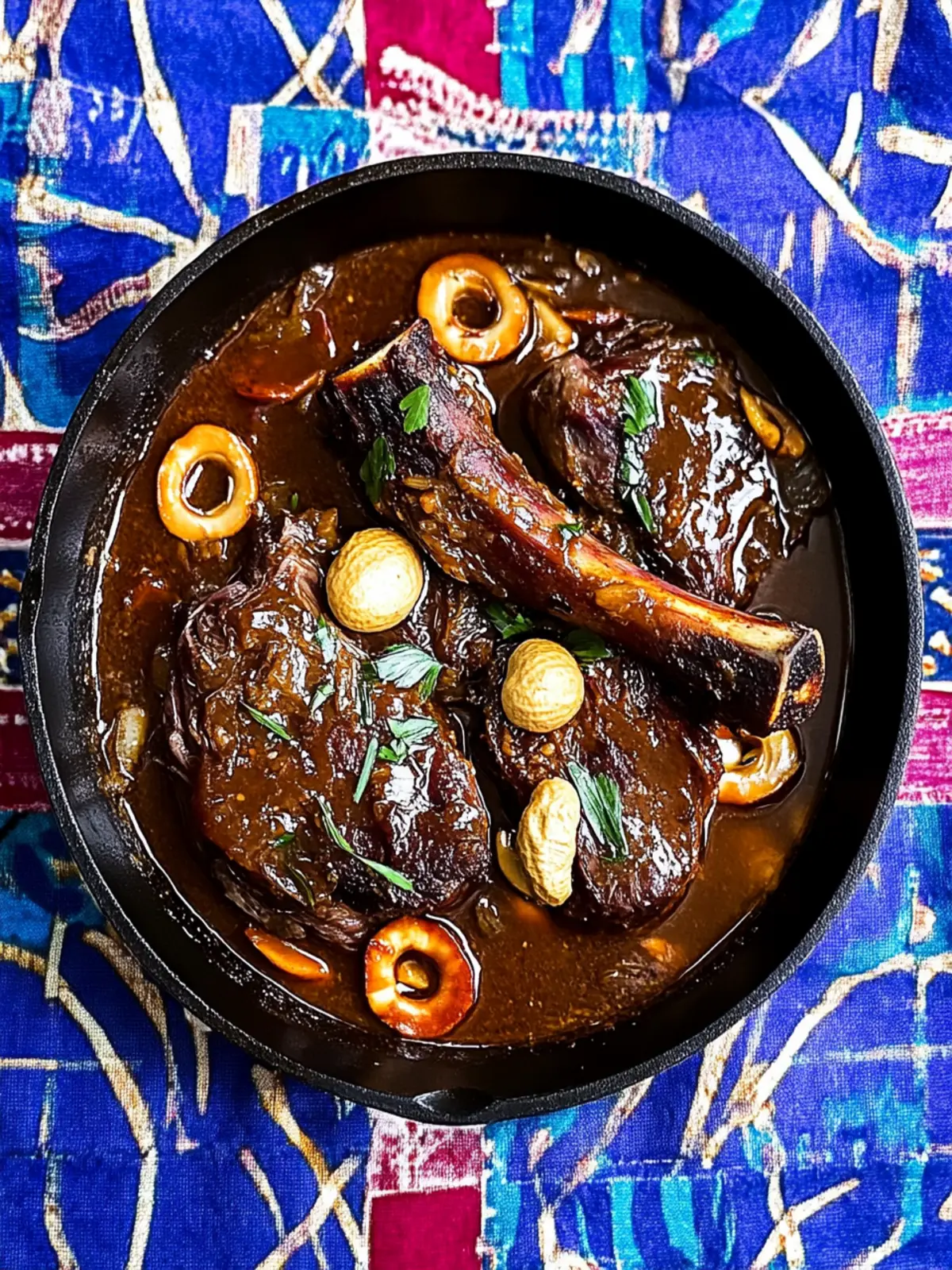 Glazed Beef Shanks with Coffee and Peanuts