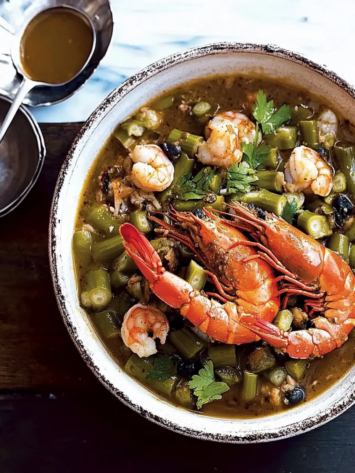 Okra Gumbo with Blue Crabs and Shrimp
