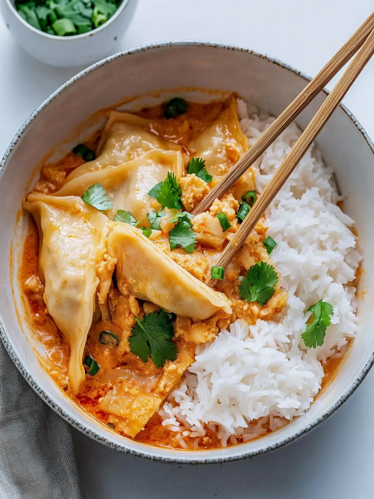 Cozy One Pan Dumpling Bake in Creamy Red Curry Goodness 3 Dumpling Bake
