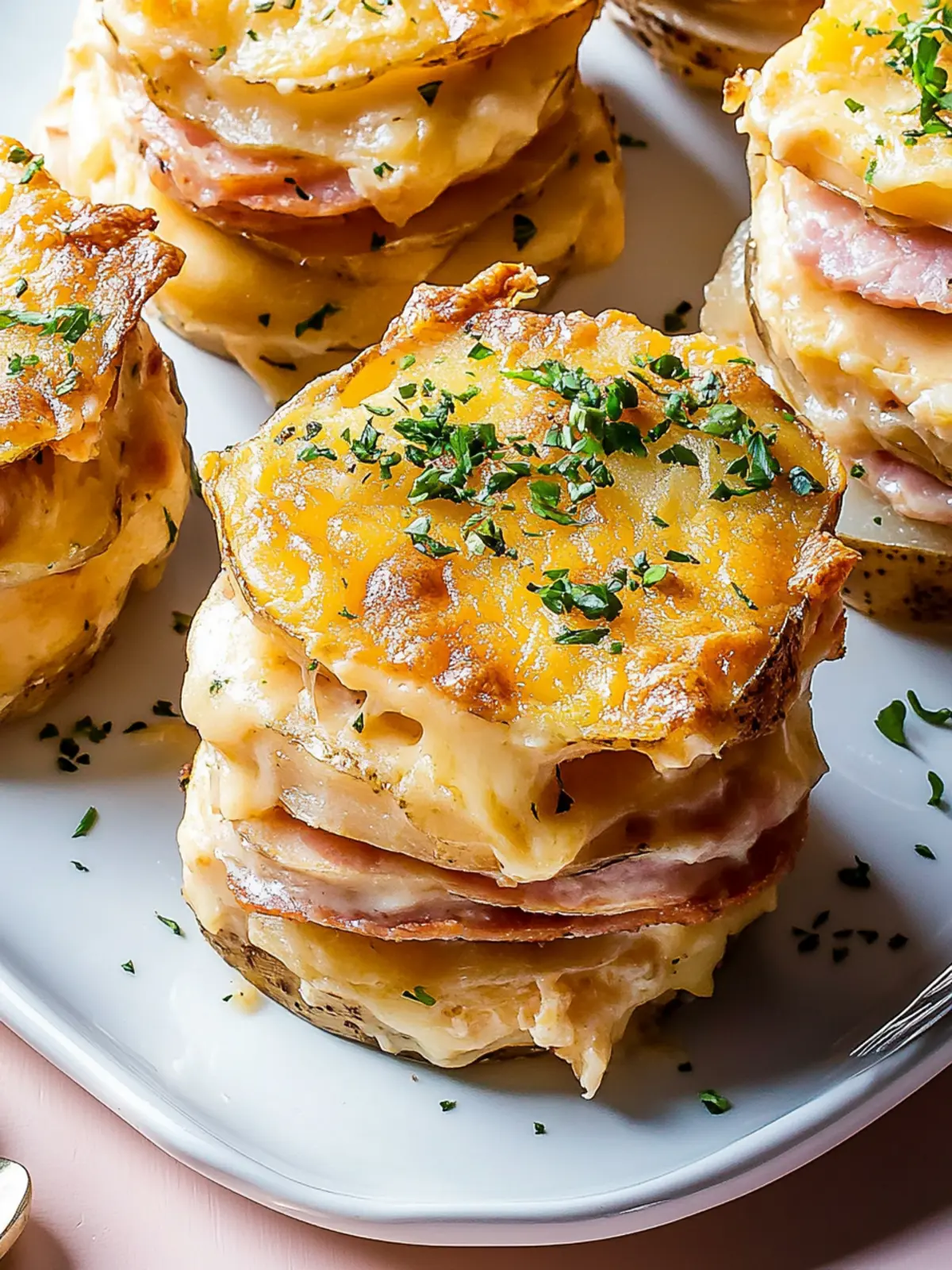 Melt-in-Your-Mouth Cheesy Scalloped Potato & Ham Stacks 2 Cheesy Scalloped Potato & Ham Stacks