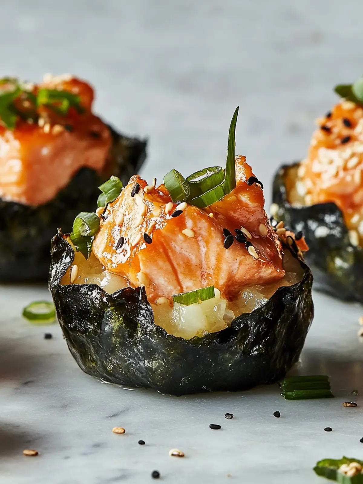 Baked Salmon Sushi Cups