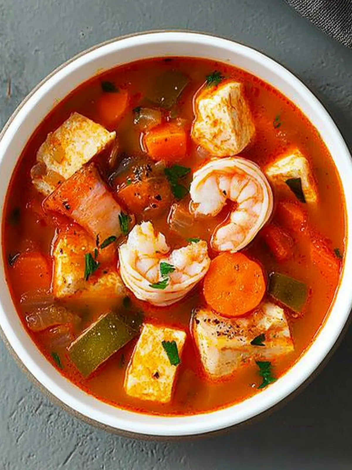 Savory Seafood Soup with Salmon and Shrimp in One Pot 3 Seafood Soup