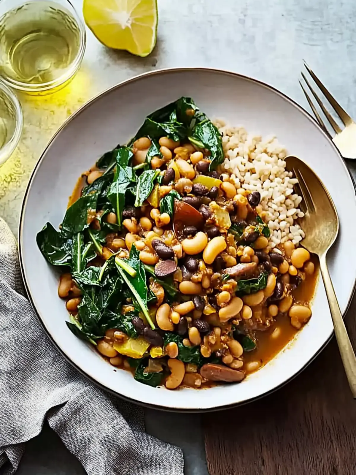 Hoppin' John with Turnips and Turnip Greens