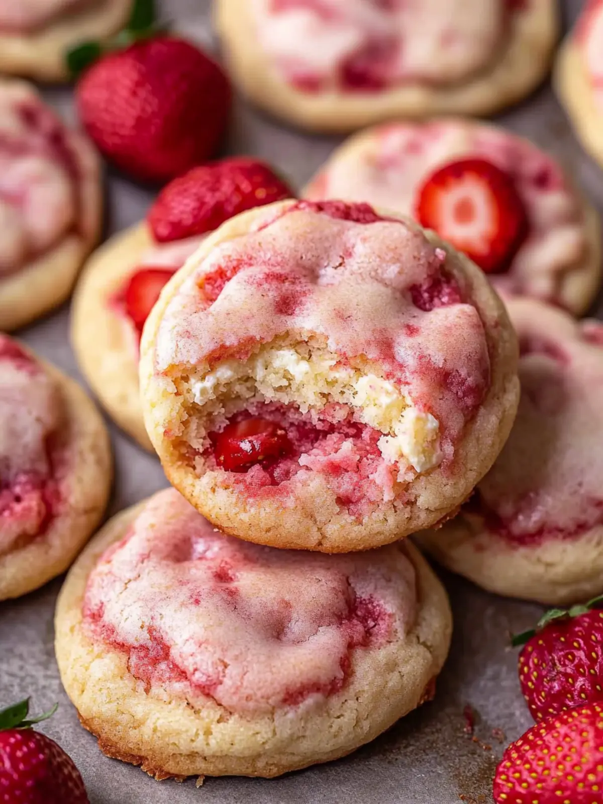 Strawberry Cheesecake Cookies with Jam-Filled Delight 3 Strawberry Cheesecake Cookies
