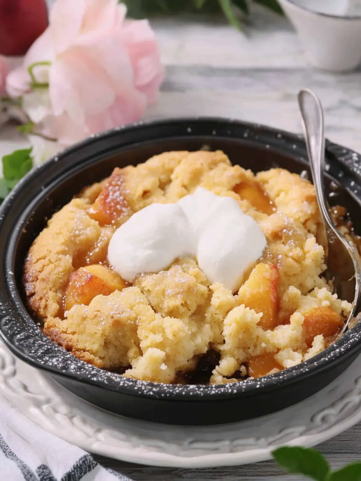 Small Batch Peach Cornmeal Cobbler That’s Pure Comfort 5 Small Batch Peach Cornmeal Cobbler