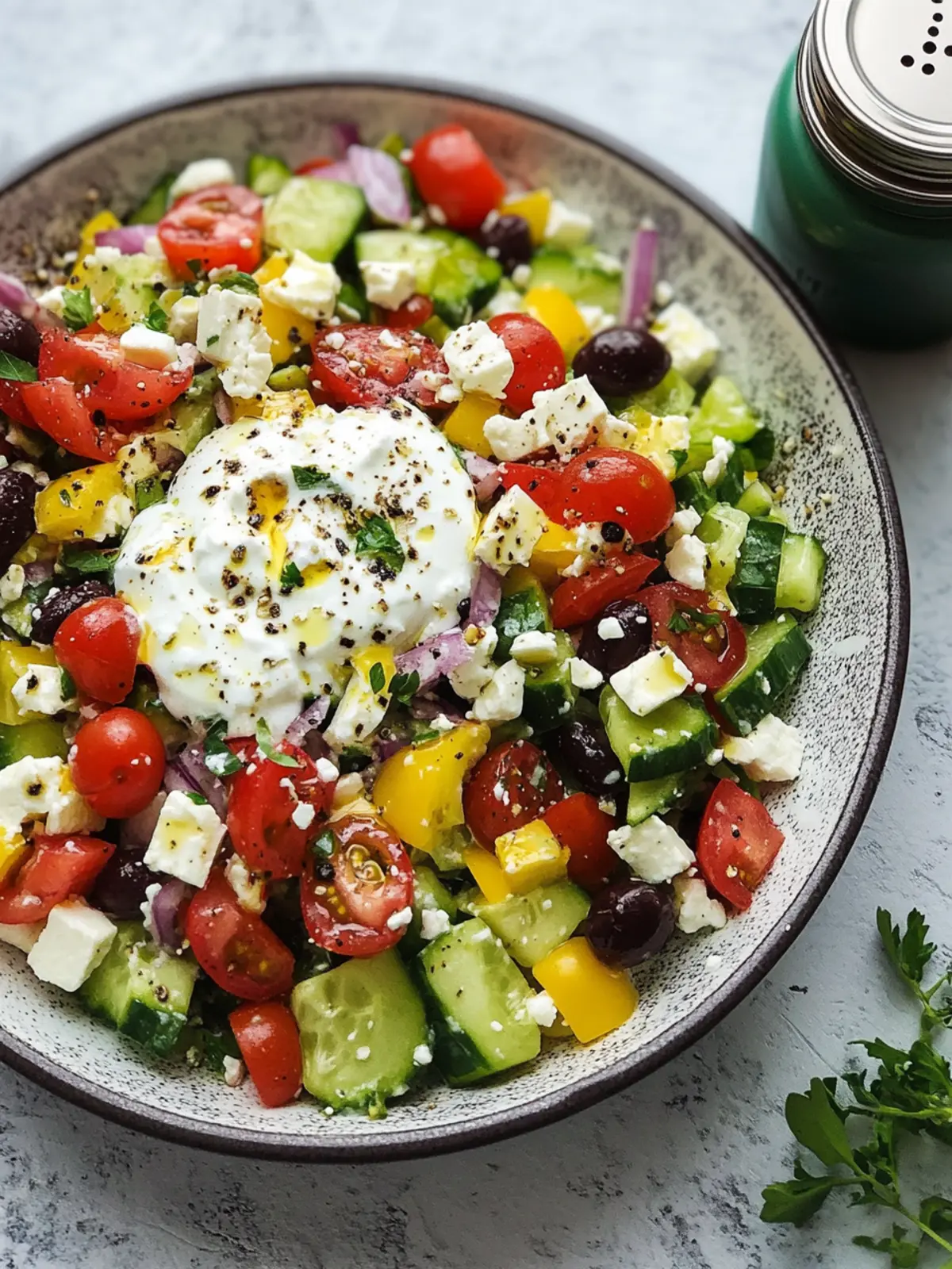Greek Salad with Creamy Yogurt Dressing for Fresh Flavor Bliss 2 Greek Salad with Creamy Yogurt Dressing