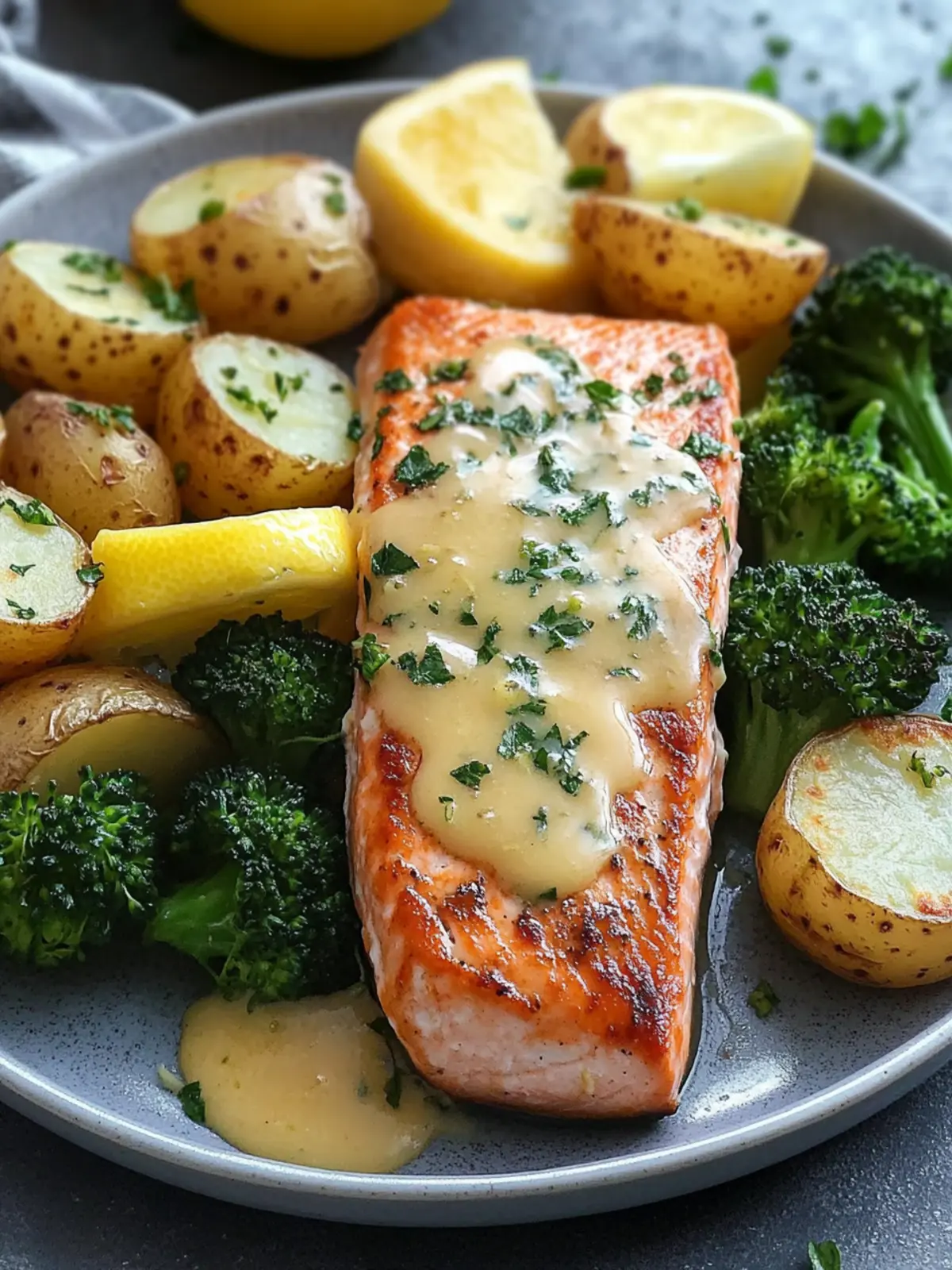 Lemon Butter Salmon with Crispy Potatoes and Broccoli Bliss 5 Lemon Butter Salmon with Crispy Potatoes and Broccoli