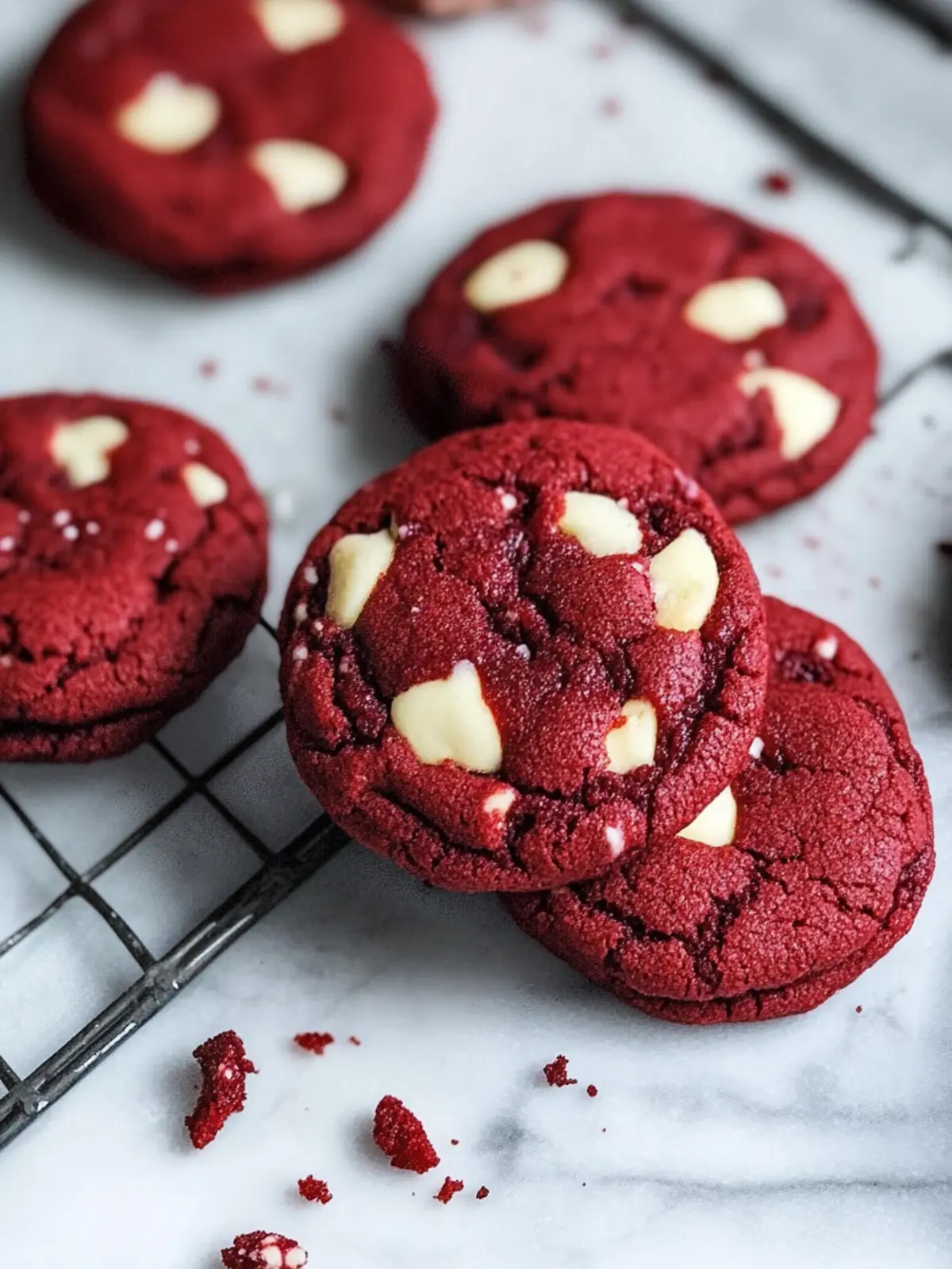 Gooey Red Velvet Cookies with Decadent White Chocolate Chips 4 Red Velvet Cookies