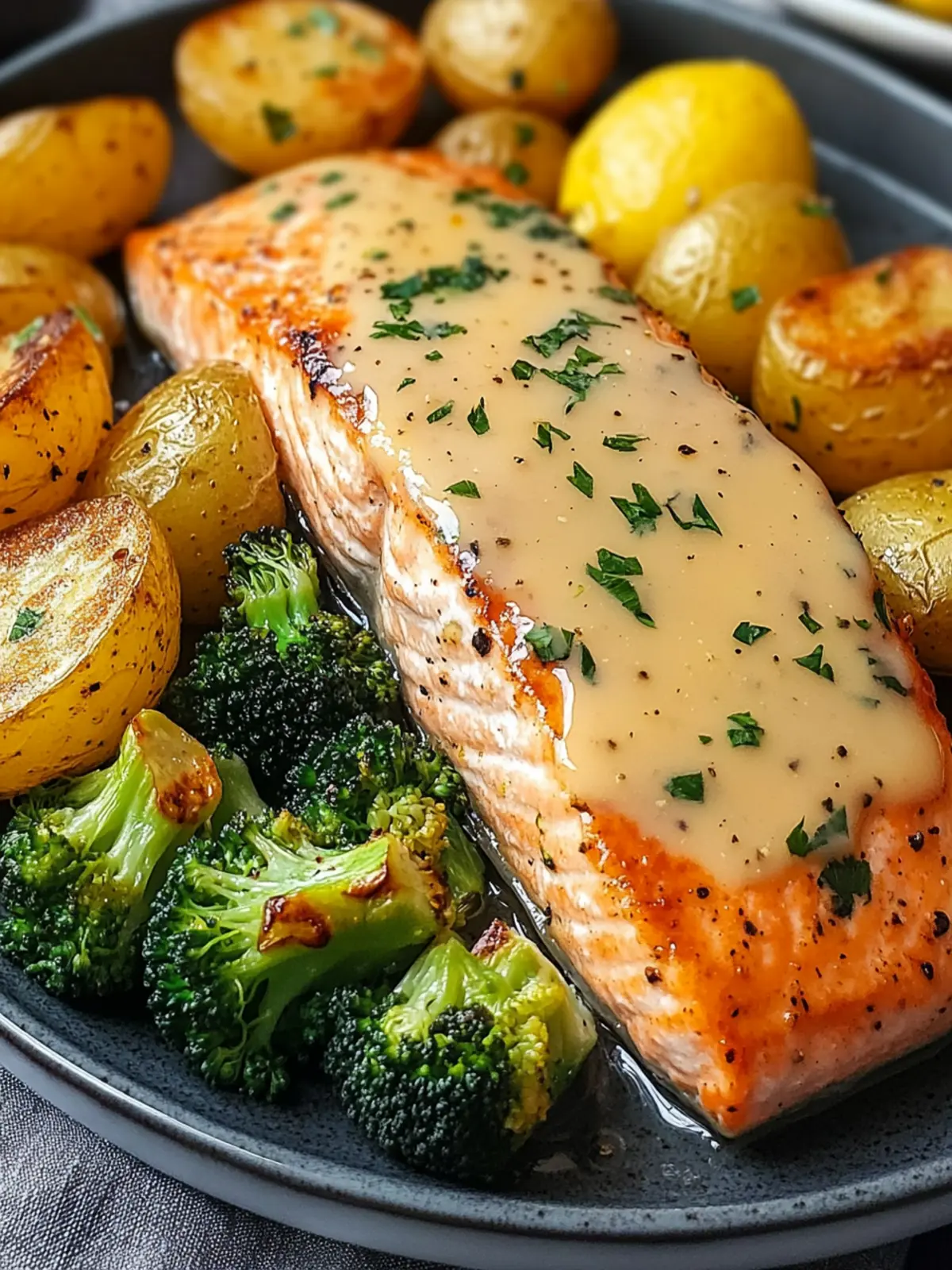 Lemon Butter Salmon with Crispy Potatoes and Broccoli Bliss 3 Lemon Butter Salmon with Crispy Potatoes and Broccoli