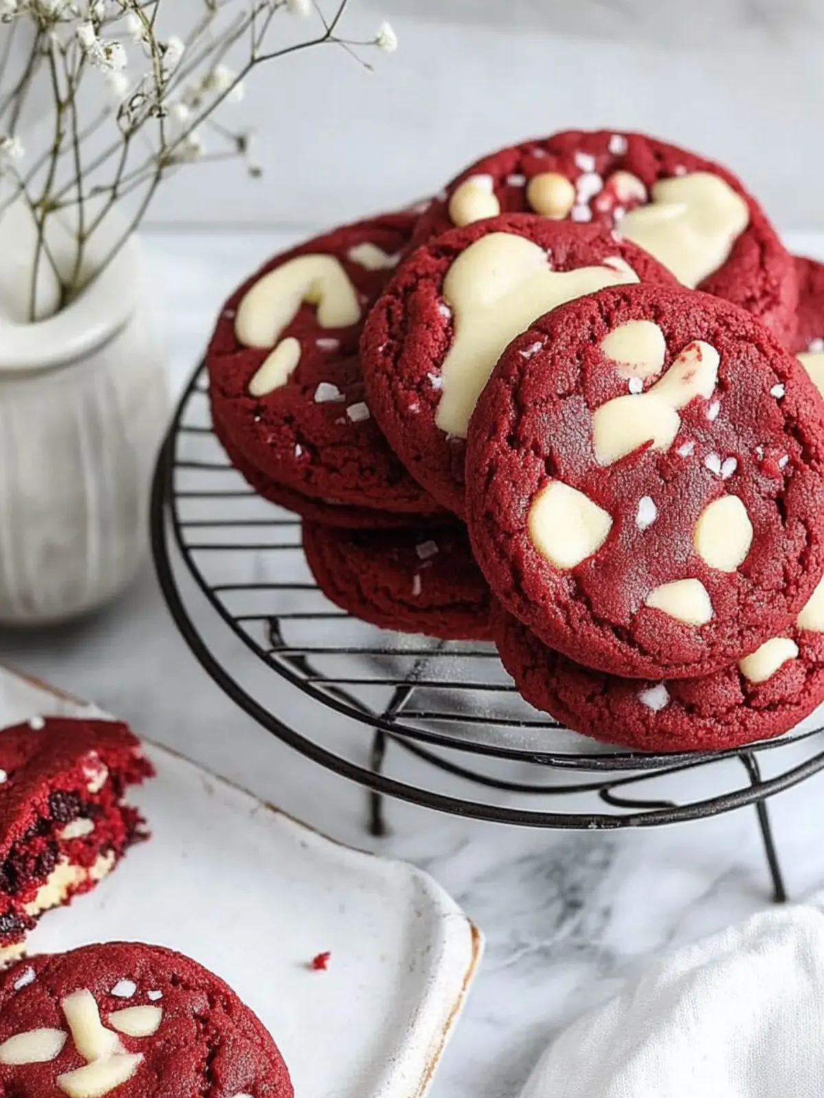 Gooey Red Velvet Cookies with Decadent White Chocolate Chips 5 Red Velvet Cookies