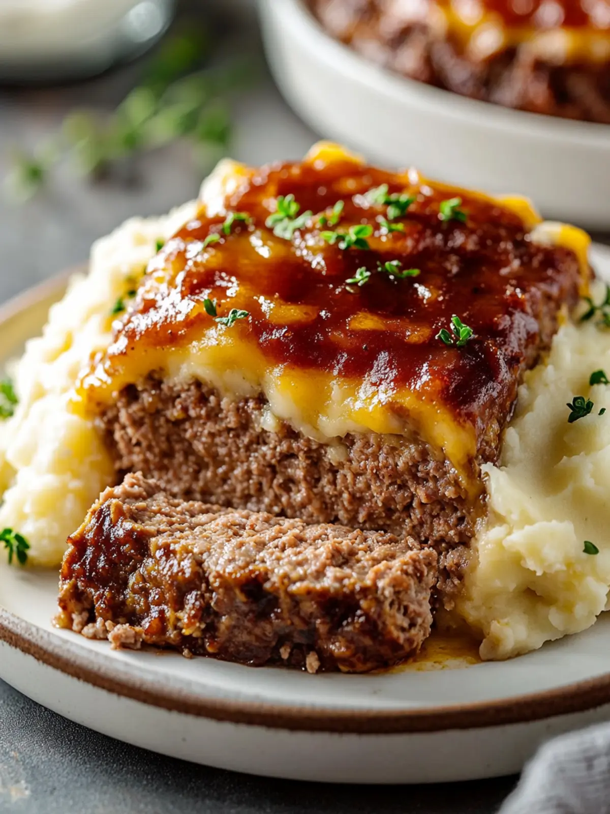 Savory Meatloaf with Mashed Potatoes and Cheese Delight 3 Meatloaf with Mashed Potatoes and Cheese
