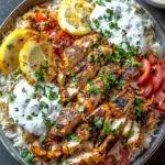 Savory Chicken Shawarma And Rice with Garlic Cream Sauce 6 Chicken Shawarma And Rice