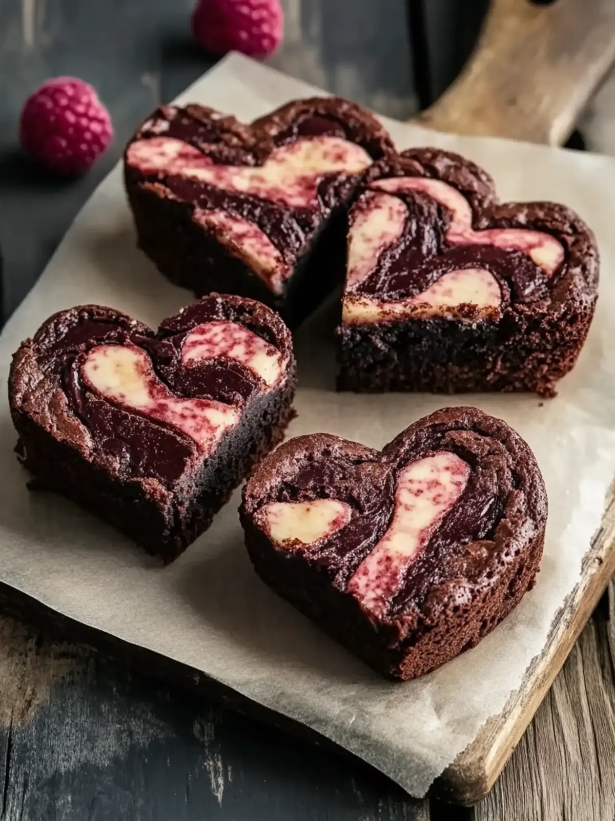 Heart Shaped Brownies with Raspberry Swirl and Cheesecake Bliss 2 Heart Shaped Brownies