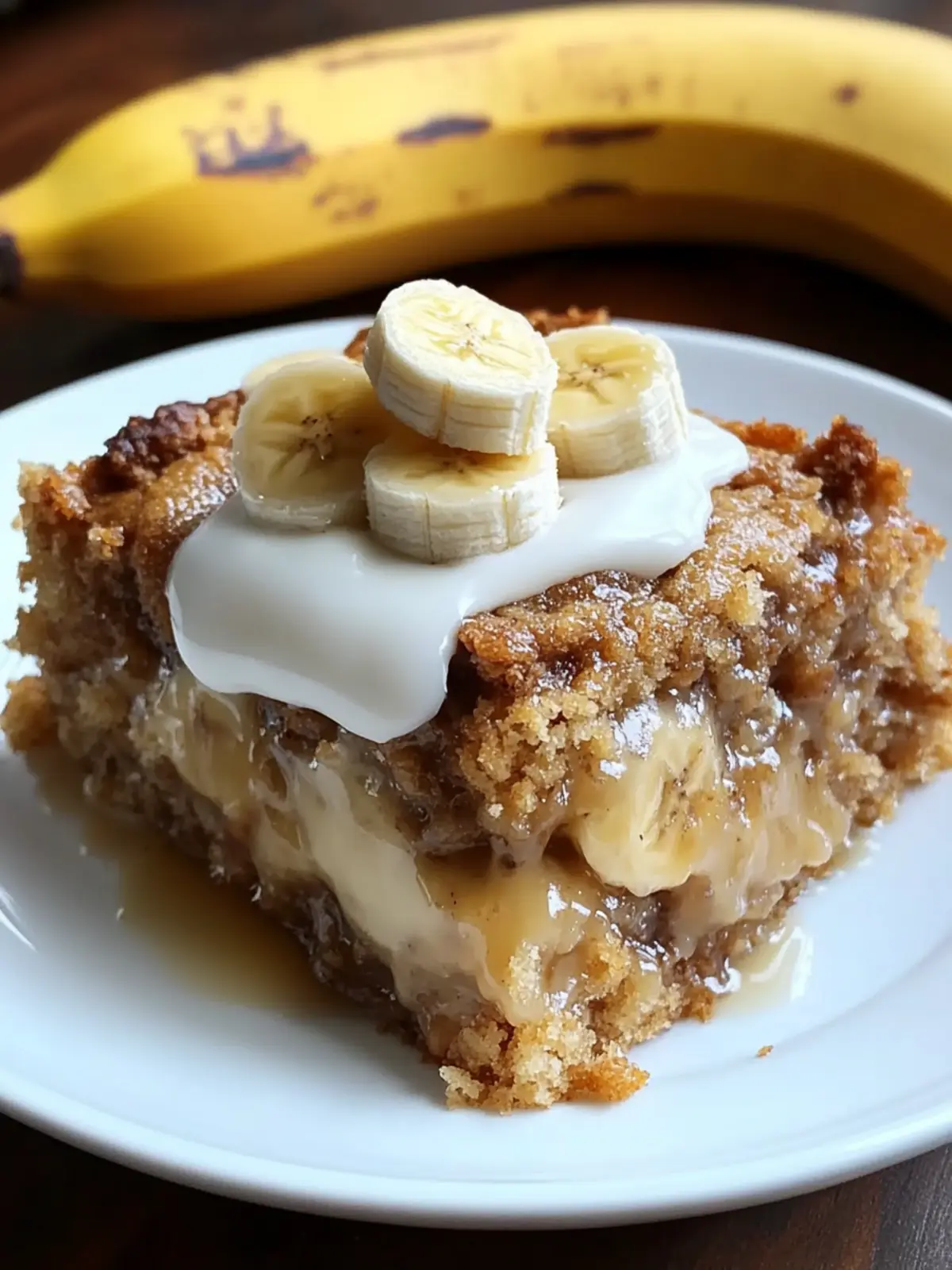 Sticky Banana Bread Pudding Cake with Divine Toffee Drizzle 4 Sticky Banana Bread Pudding Cake