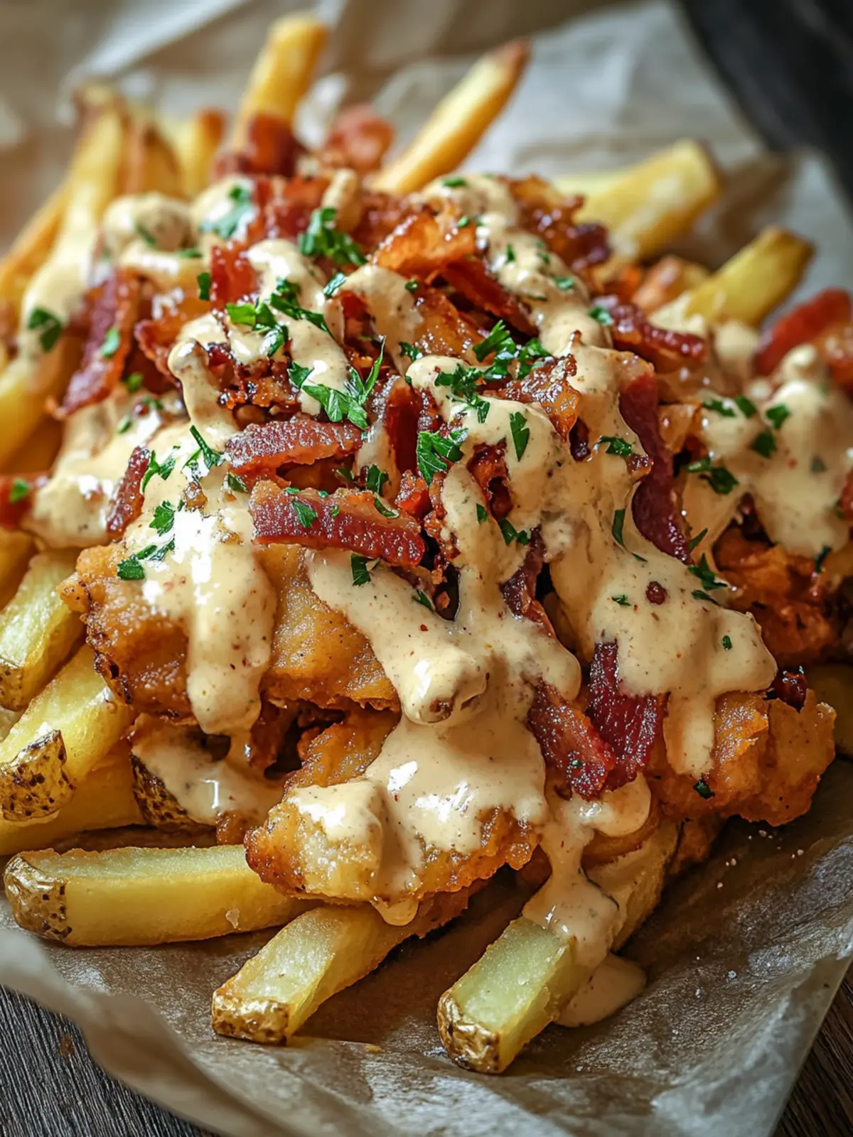 Dirty Chicken and Bacon Loaded Fries: Comfort Food Bliss 4 Dirty Chicken and Bacon Loaded Fries