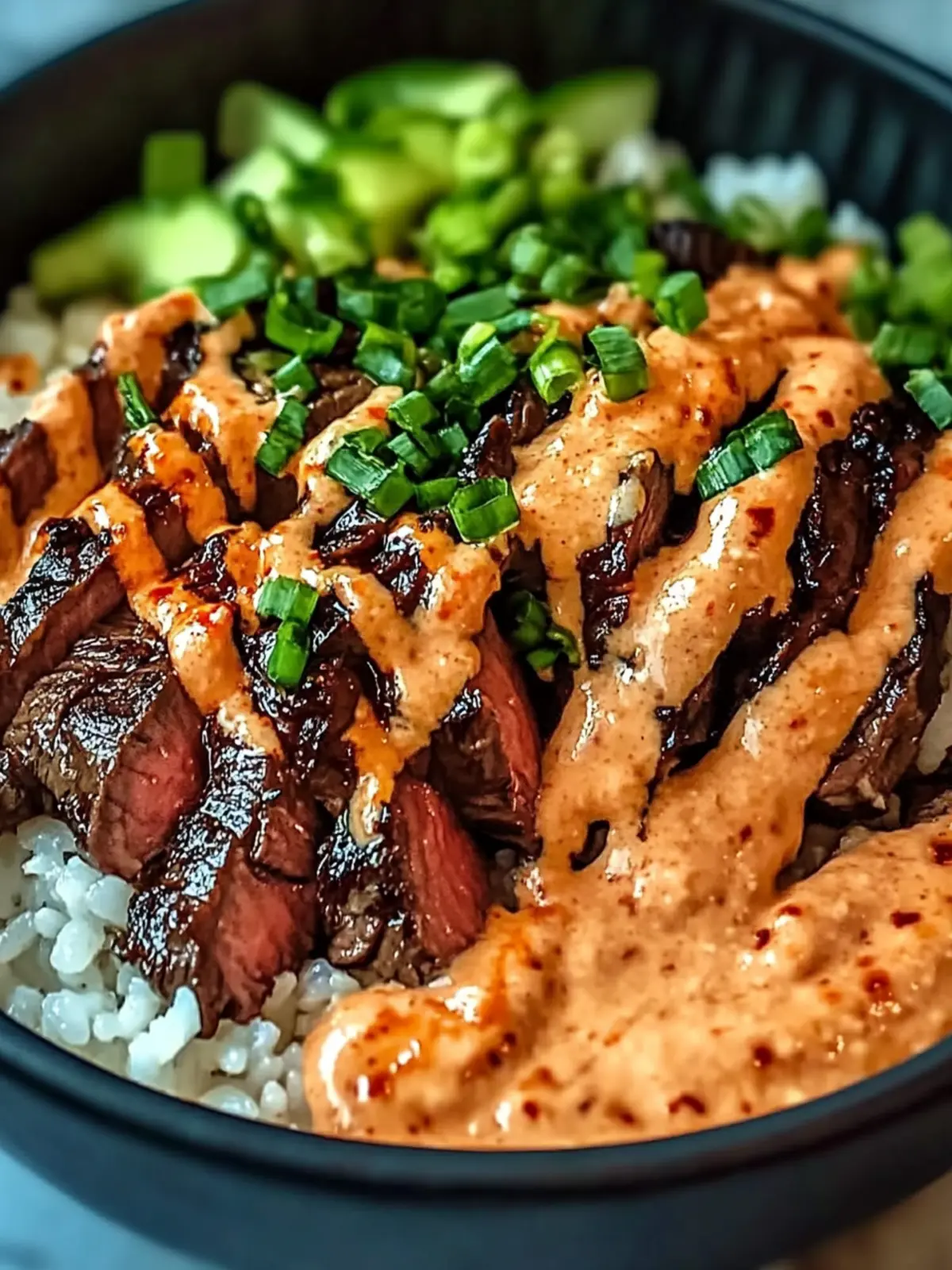 Korean BBQ Steak Rice Bowls with Spicy Cream Sauce Delight 2 Korean BBQ Steak Rice Bowls with Spicy Cream Sauce