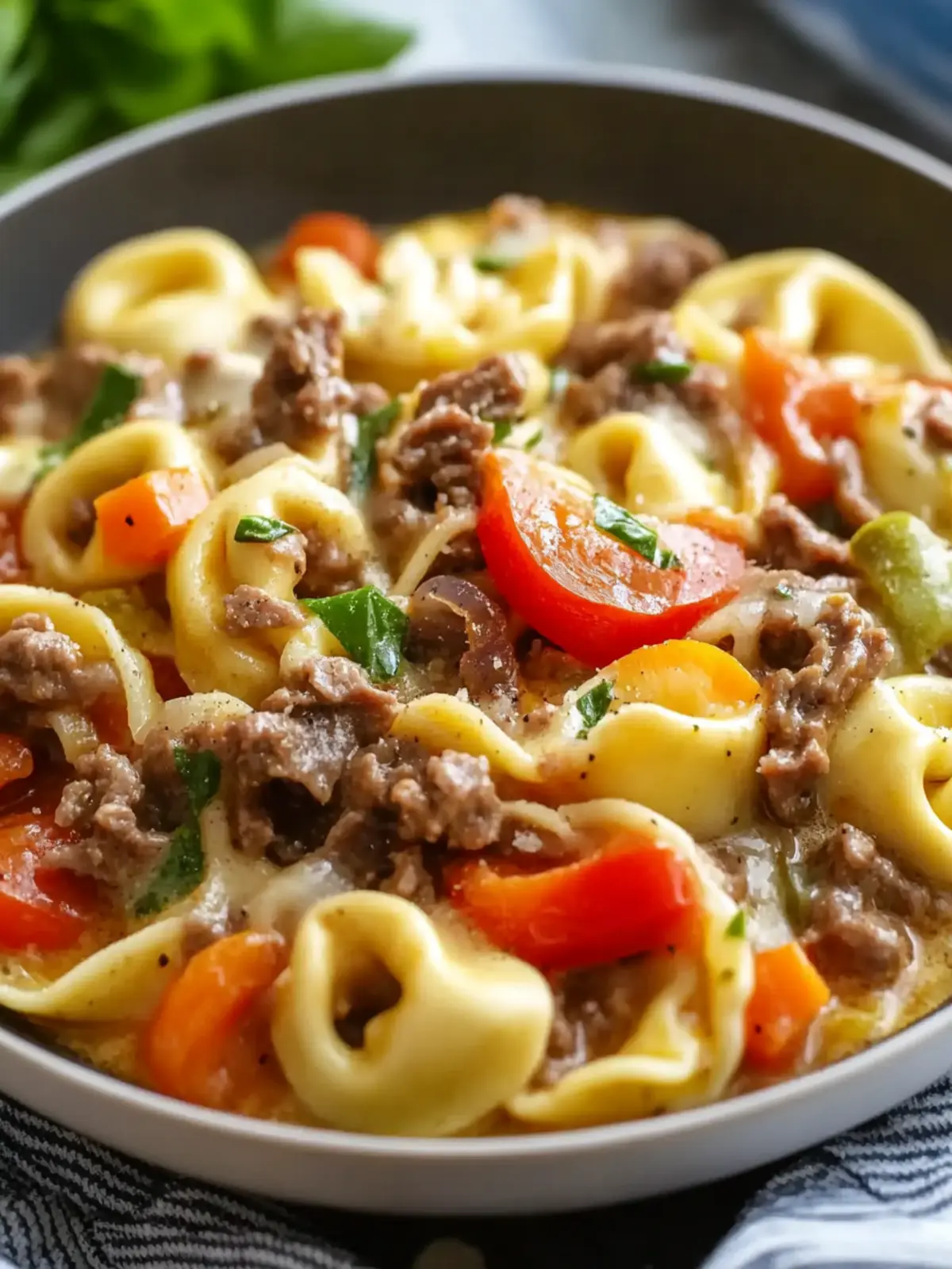 Crock Pot Cheesesteak Tortellini – A Cozy One-Pot Wonder 2 Crock Pot Cheesesteak Tortellini
