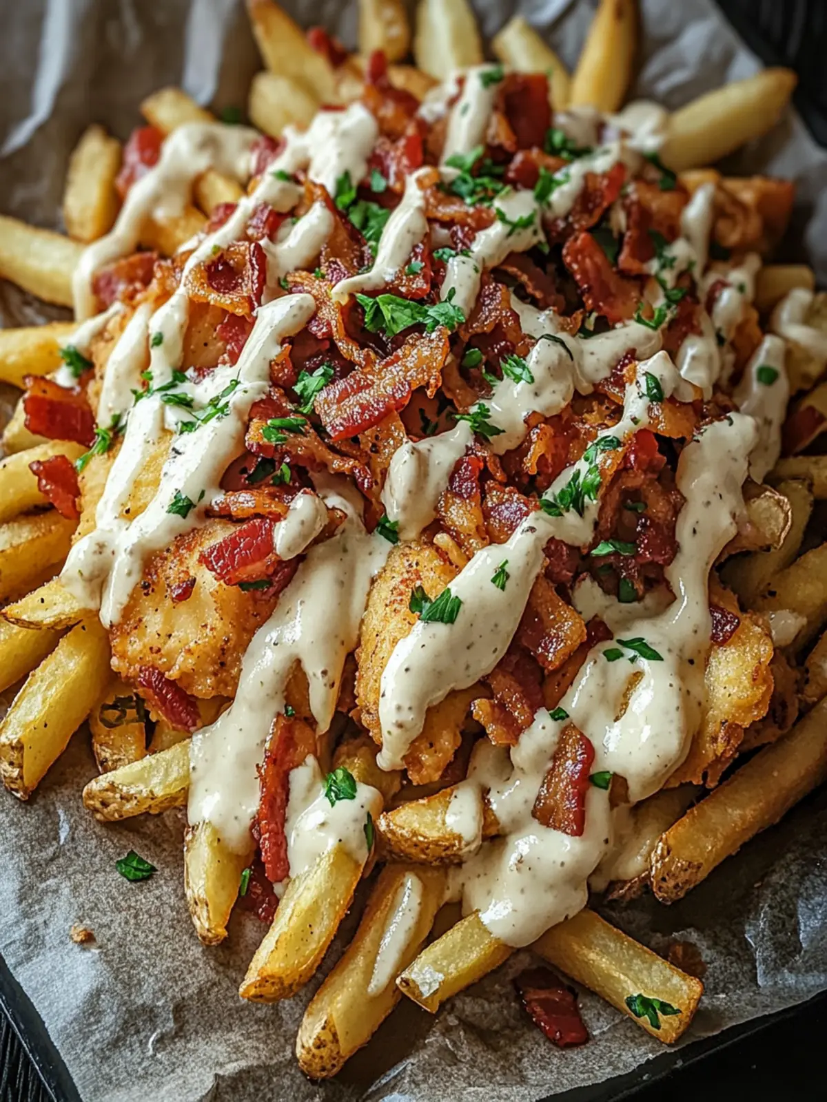 Dirty Chicken and Bacon Loaded Fries: Comfort Food Bliss 2 Dirty Chicken and Bacon Loaded Fries