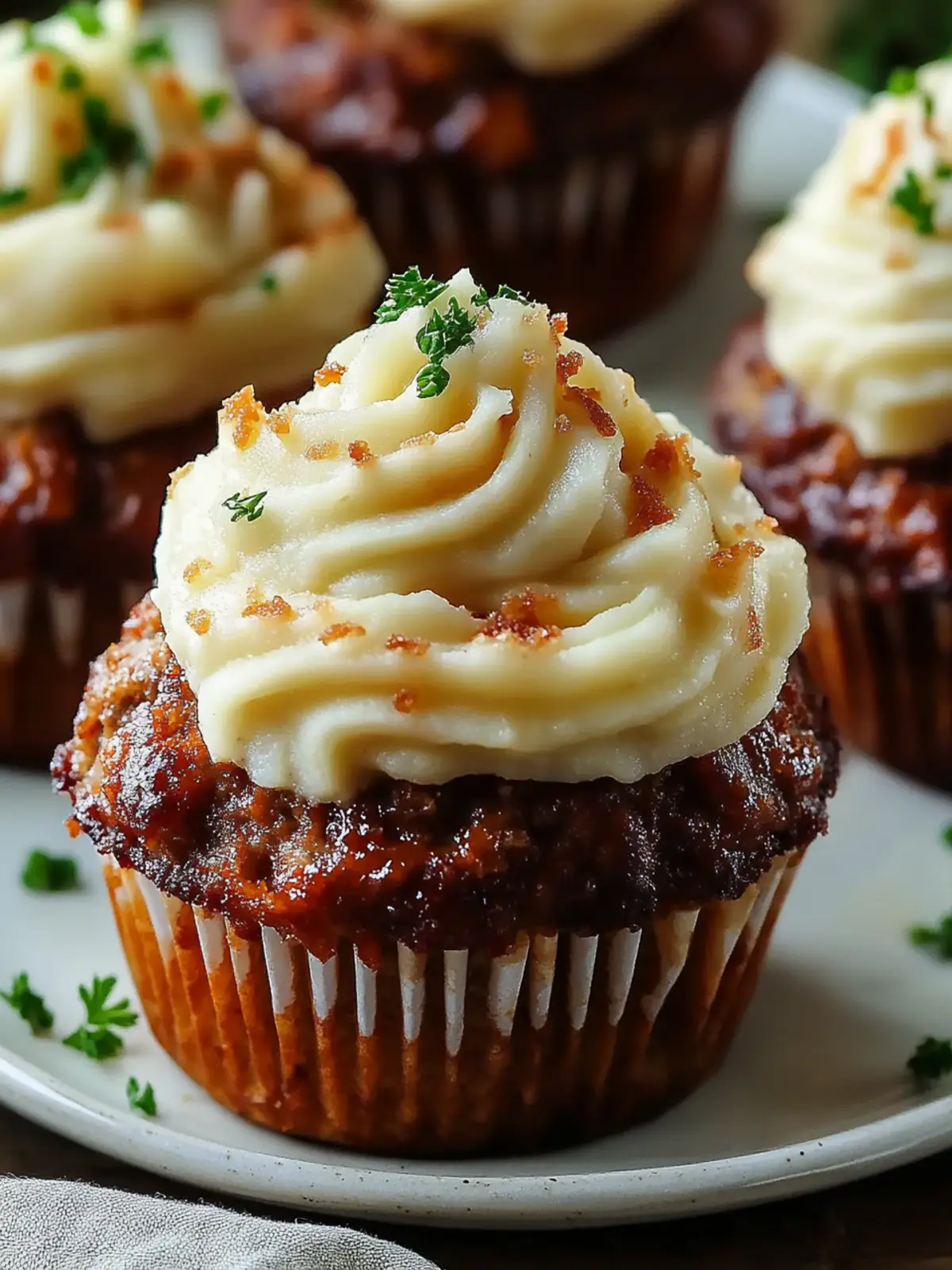 Meatloaf Cupcakes with Whipped Potato Topping: Comfort Redefined 3 Meatloaf Cupcakes with Whipped Potato Topping