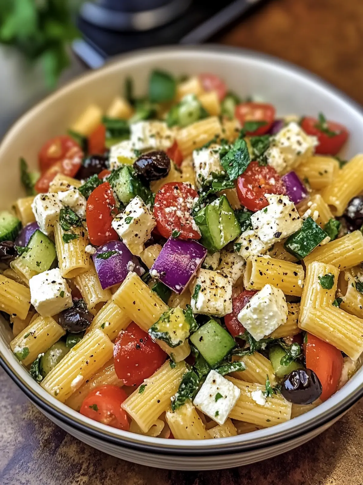 Greek Rigatoni Pasta Salad for Easy Mediterranean Bliss 3 Greek Rigatoni Pasta Salad