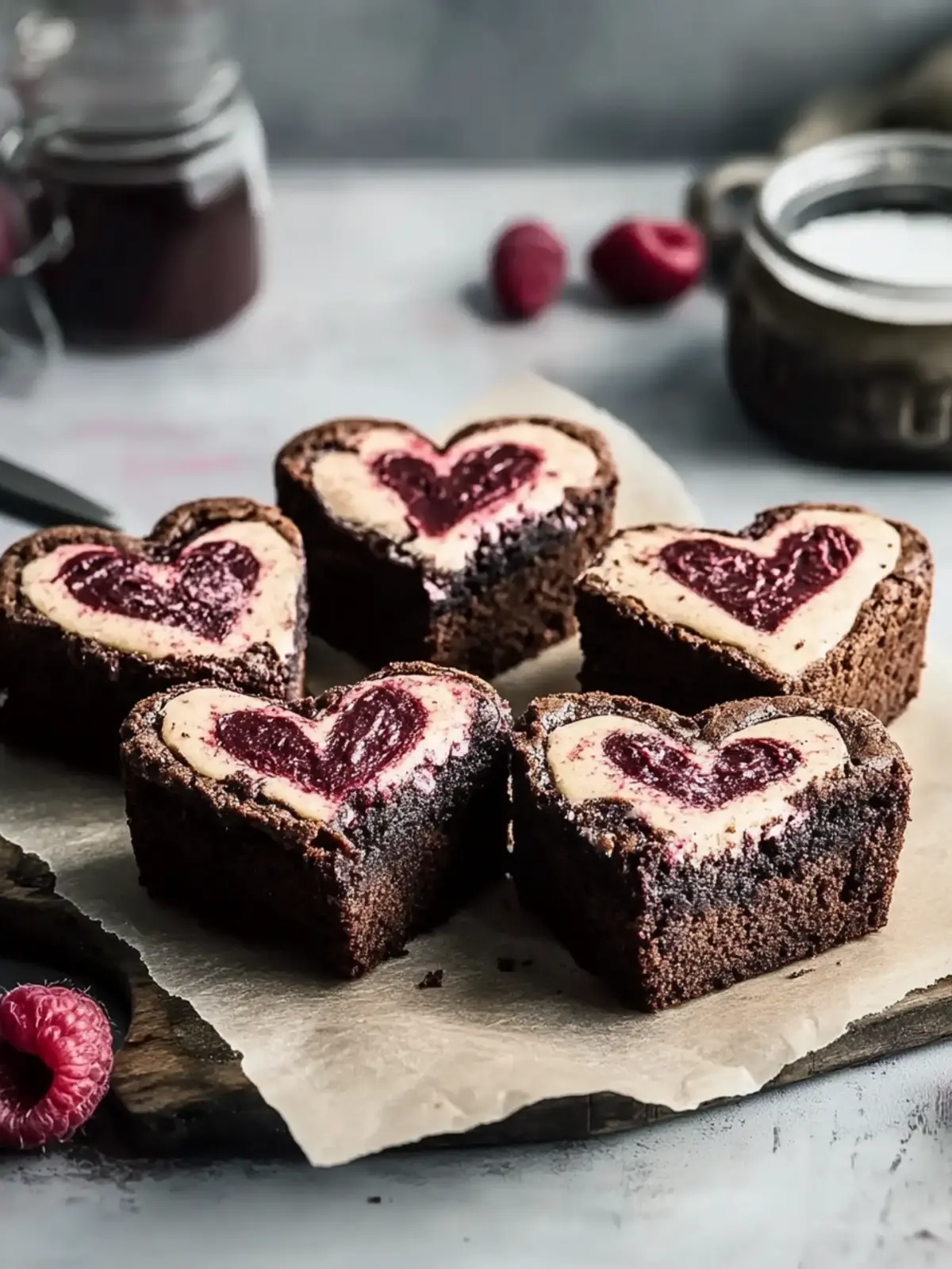 Heart Shaped Brownies with Raspberry Swirl and Cheesecake Bliss 3 Heart Shaped Brownies
