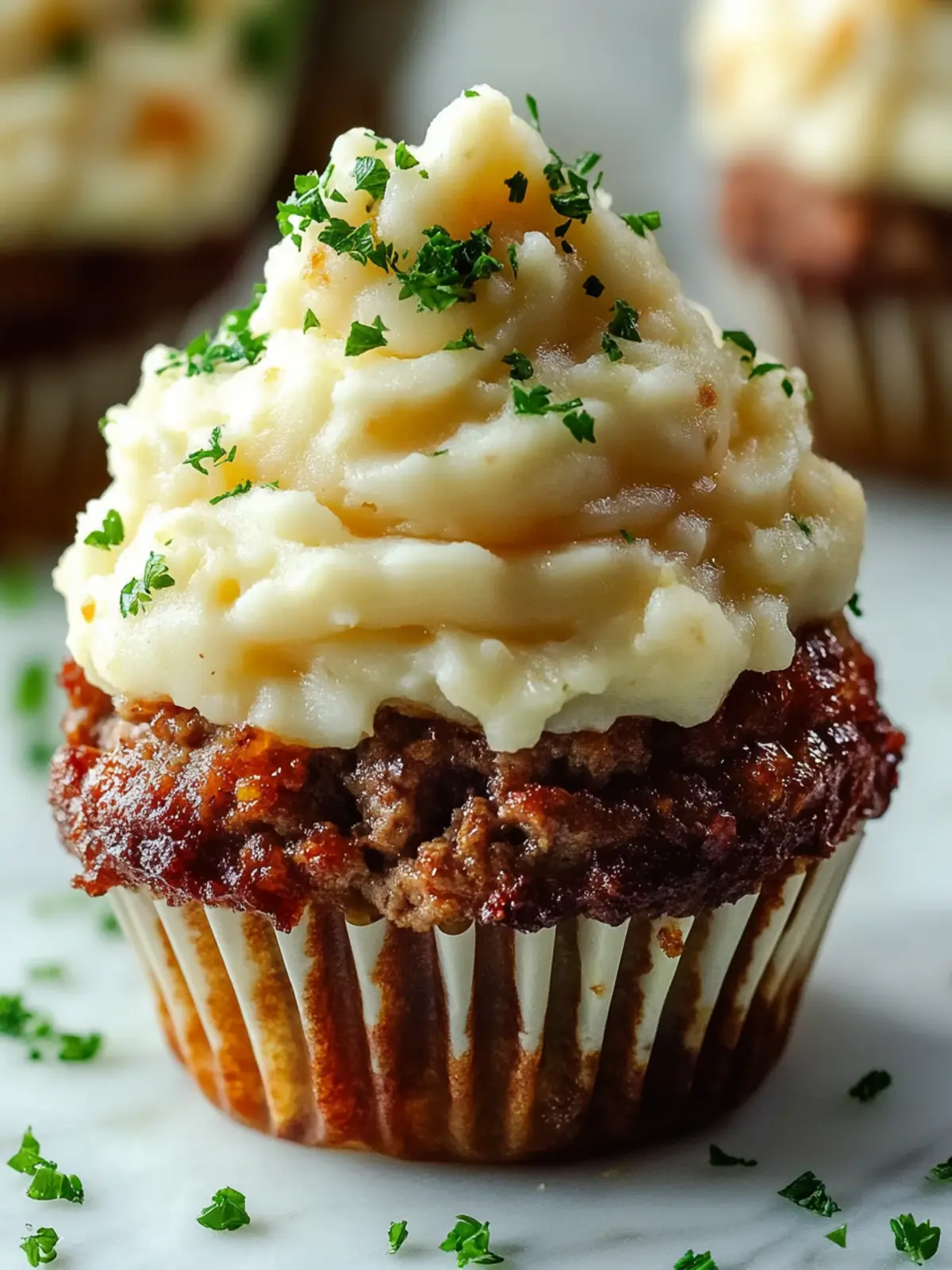Meatloaf Cupcakes with Whipped Potato Topping: Comfort Redefined 2 Meatloaf Cupcakes with Whipped Potato Topping