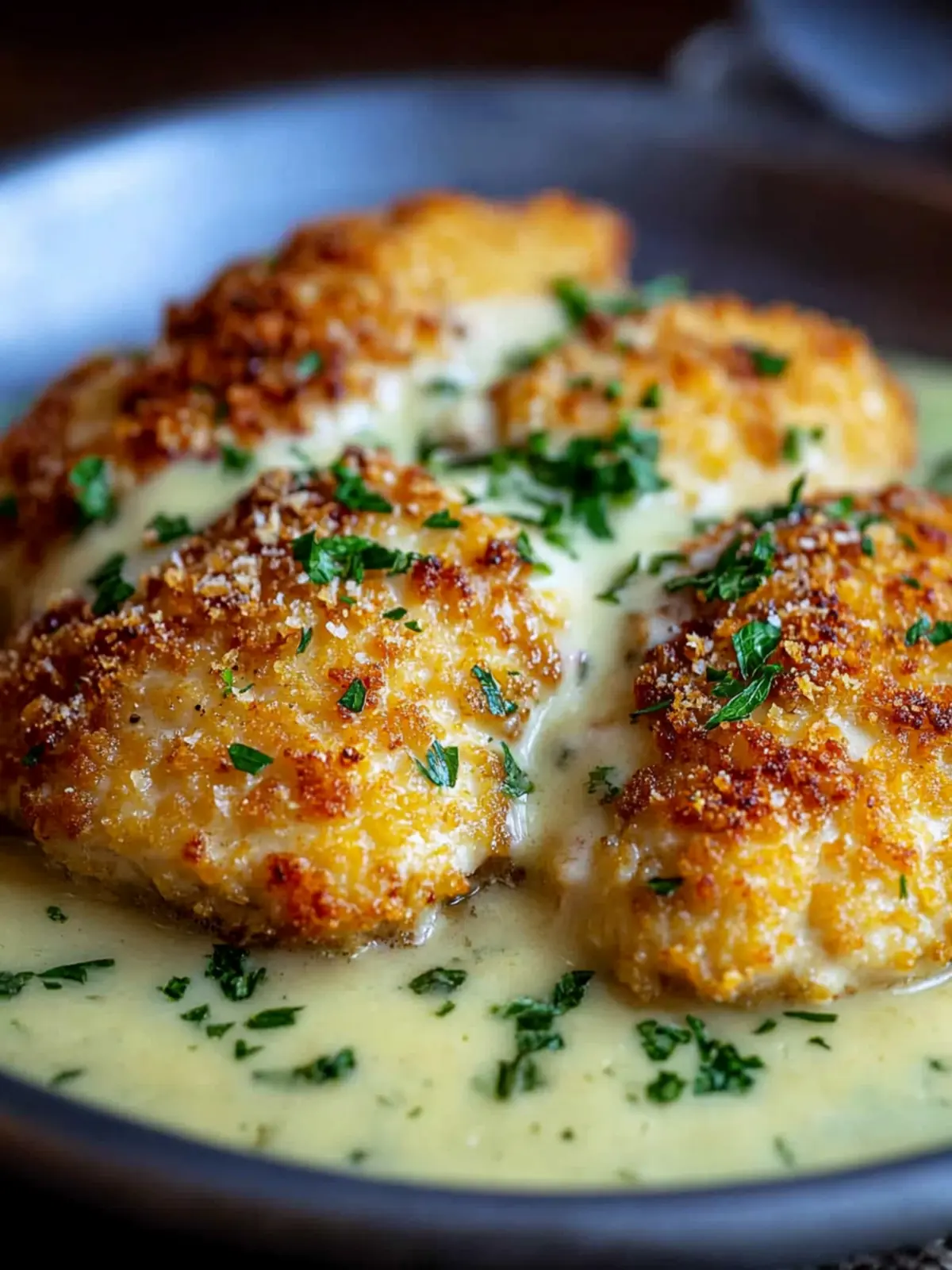 Crispy Parmesan Crusted Chicken with Creamy Garlic Bliss 5 Parmesan Crusted Chicken with Creamy
