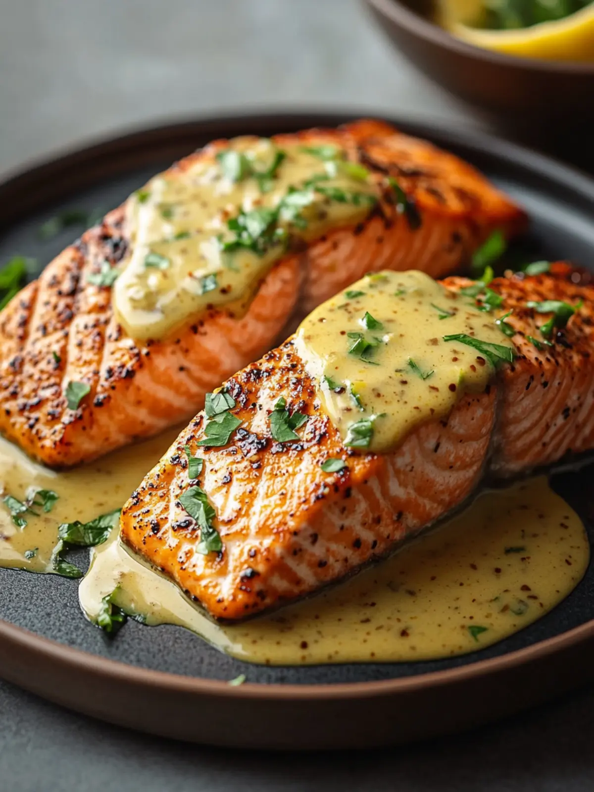 Succulent Air Fryer Salmon with Mustard Sauce in 17 Minutes 3 Air Fryer Salmon with Mustard Sauce