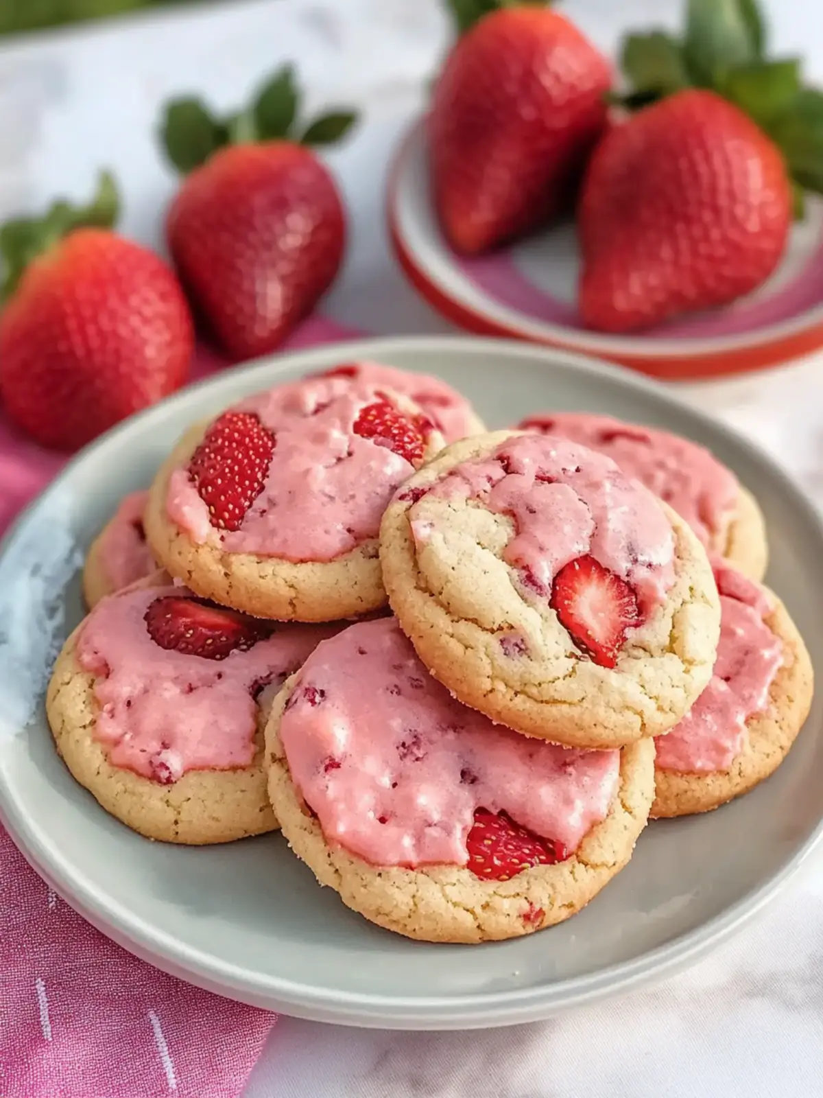 Irresistible Strawberry Cookies Soft, Chewy, and Chocolate-Dipped 3 Strawberry Cookies