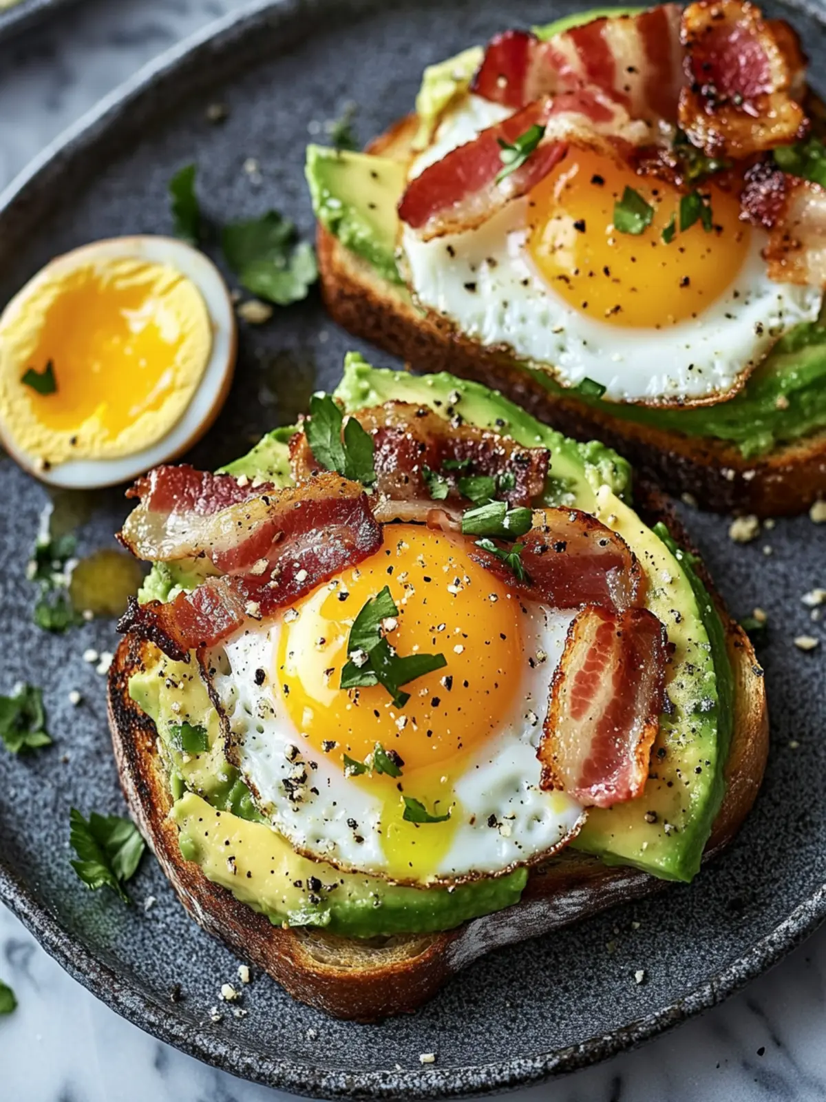Avocado Bacon and Egg Toasts with a Sweet Heat Twist 3 Avocado Bacon and Egg Toasts
