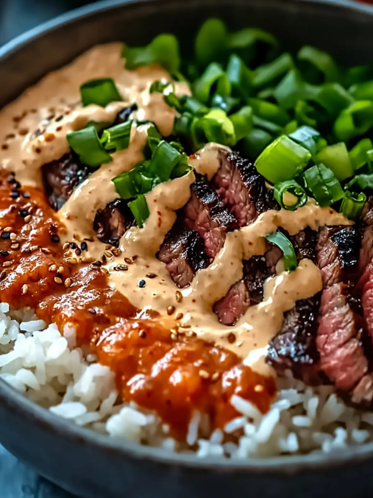 Korean BBQ Steak Rice Bowls with Spicy Cream Sauce Delight 5 Korean BBQ Steak Rice Bowls with Spicy Cream Sauce
