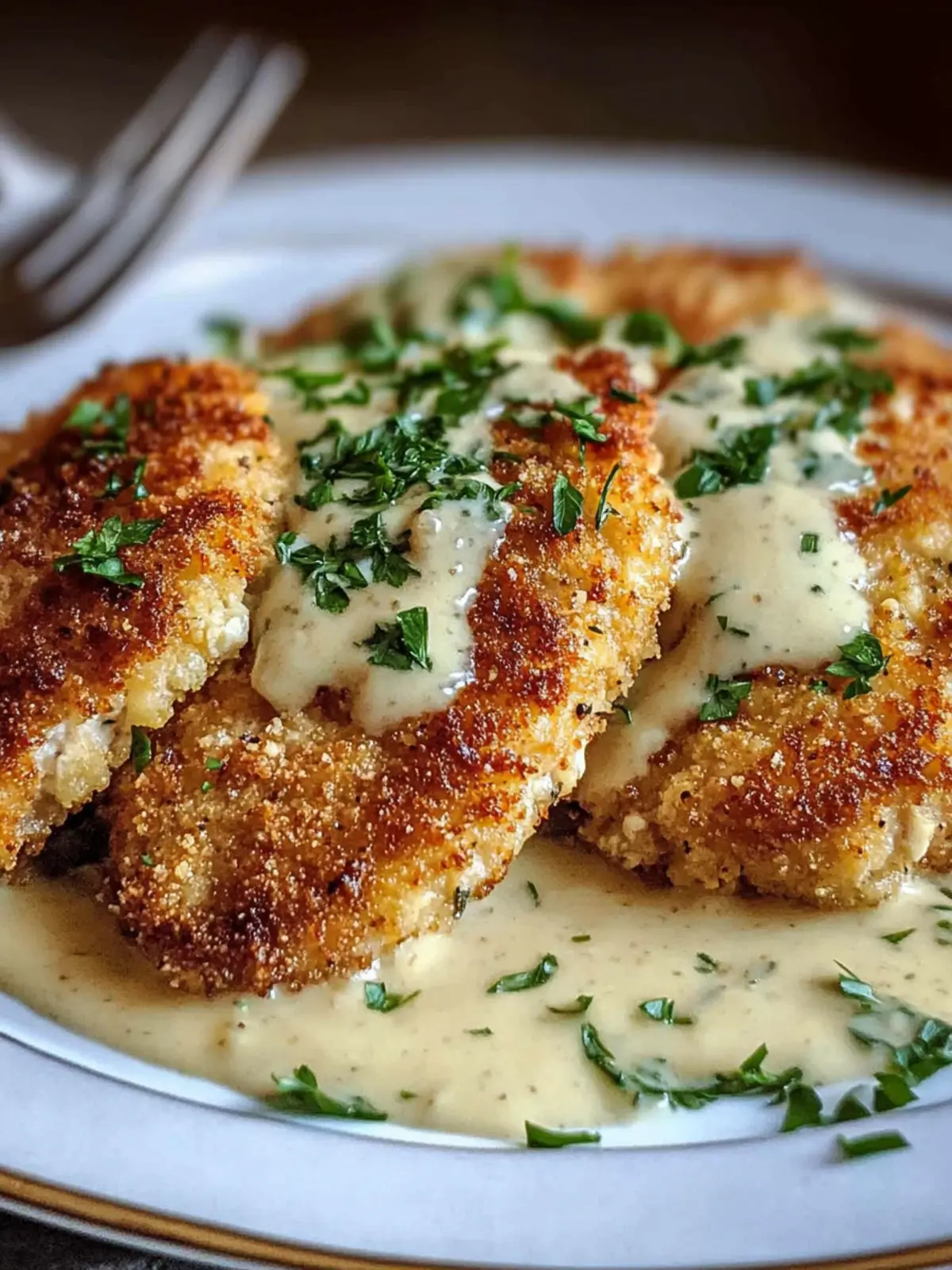 Crispy Parmesan Crusted Chicken with Creamy Garlic Bliss 4 Parmesan Crusted Chicken with Creamy