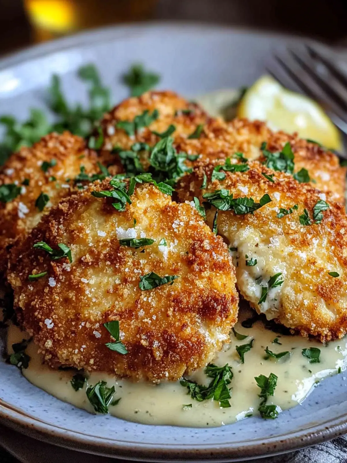 Crispy Parmesan Crusted Chicken with Creamy Garlic Bliss 3 Parmesan Crusted Chicken with Creamy