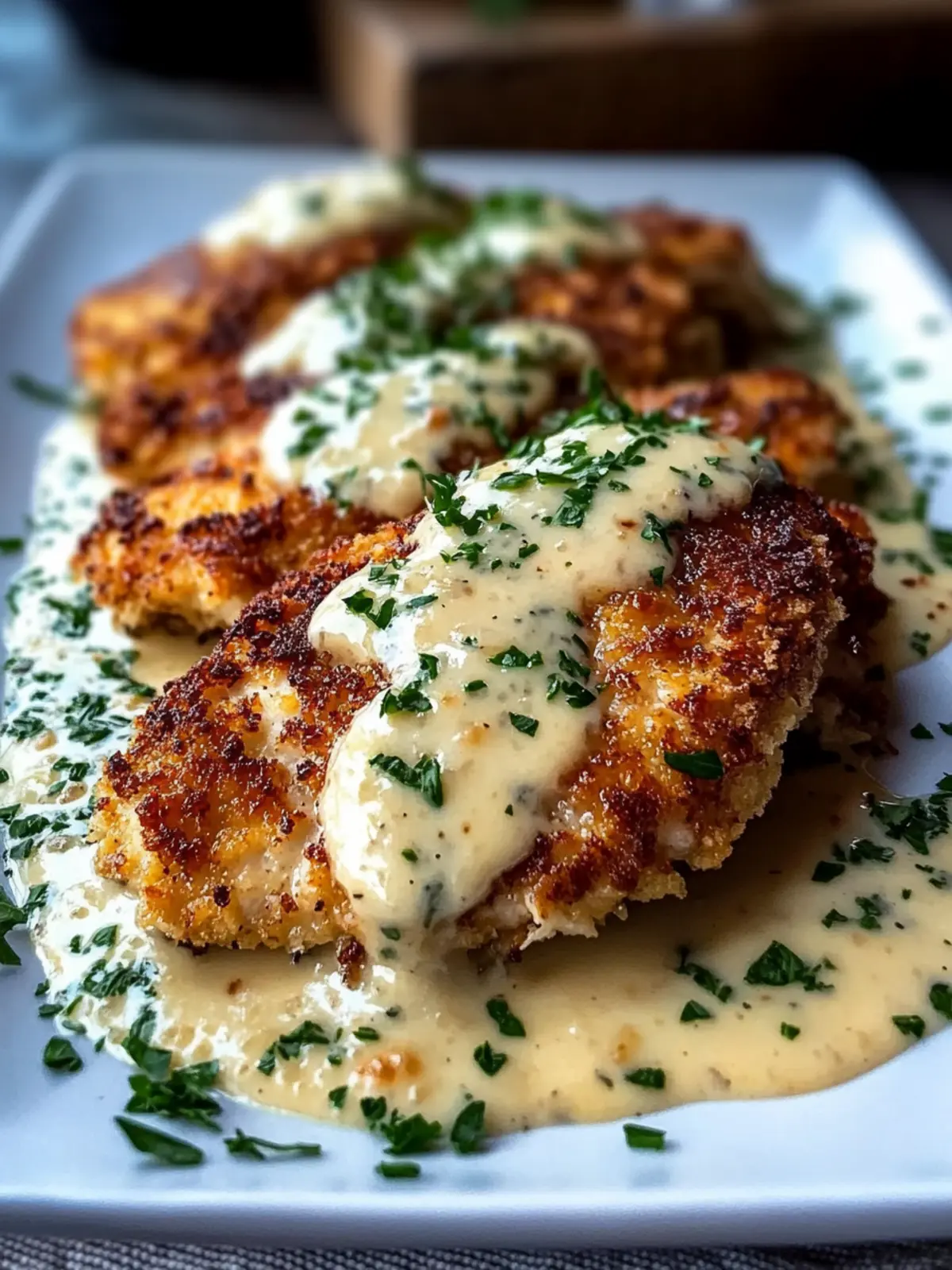 Crispy Parmesan Chicken w/ Creamy Garlic Sauce for Cozy Nights 4 Crispy Parmesan Chicken w/ Creamy Garlic Sauce