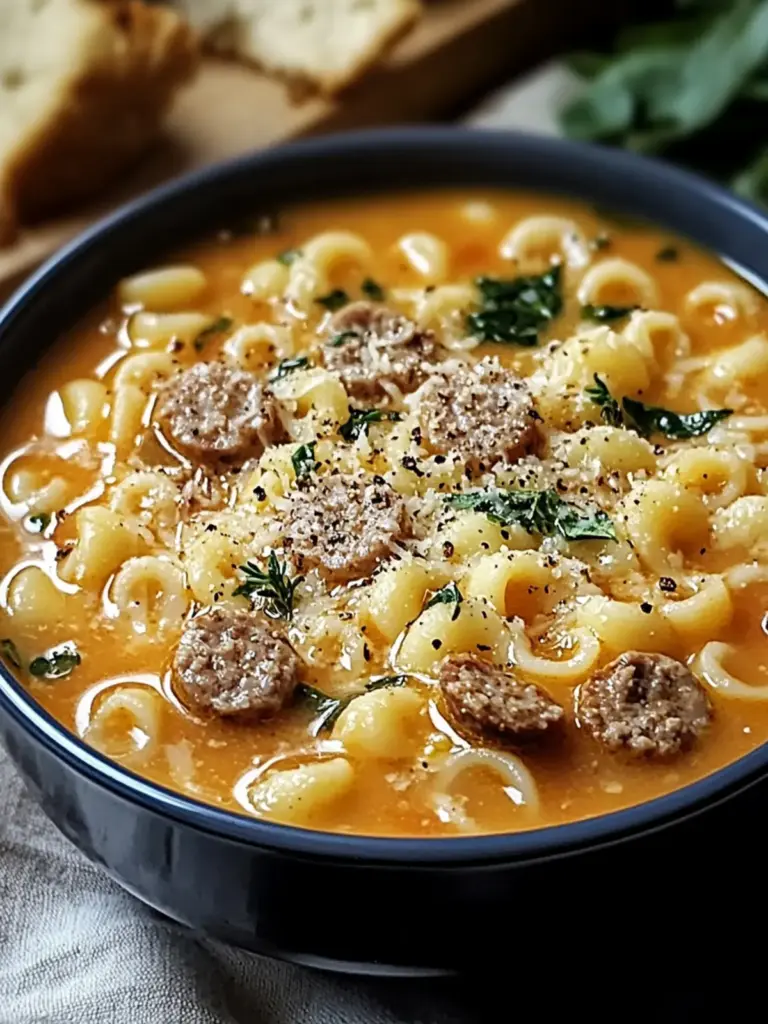 Creamy Parmesan Italian Sausage Ditalini Soup
