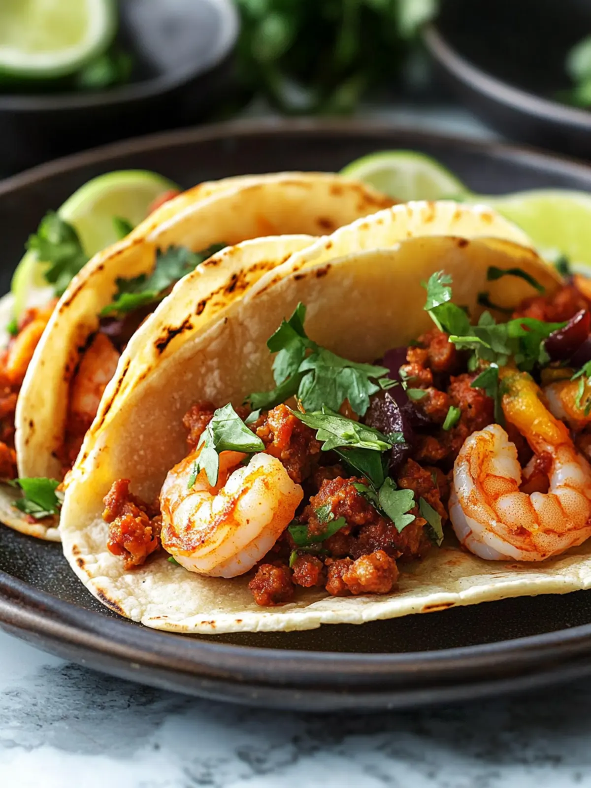 Delicious Shrimp and Chorizo Tacos Ready in 20 Minutes! 4 Shrimp and Chorizo Tacos