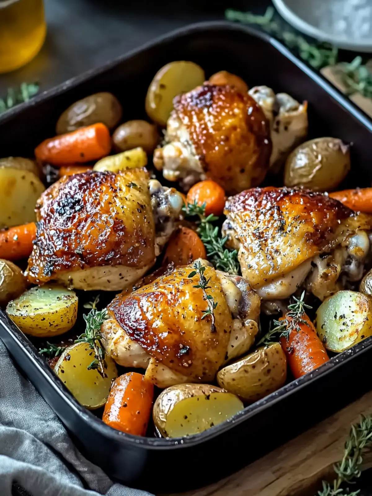 Delicious Roasted Chicken Thighs with Carrots and Potatoes Quick Fix 3 Roasted Chicken Thighs with Carrots and Potatoes