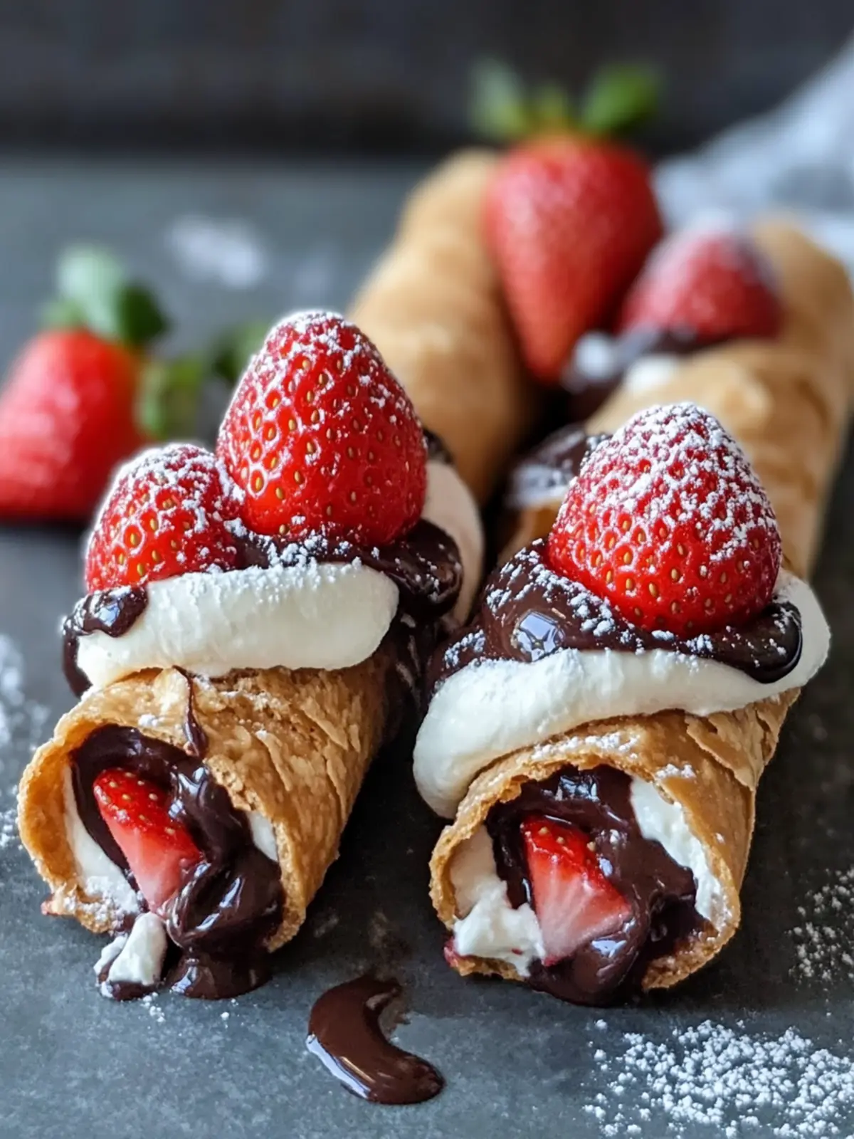 Decadent Chocolate-Covered Strawberry Filled Cannoli Delight 2 Chocolate-Covered Strawberry Filled Cannoli