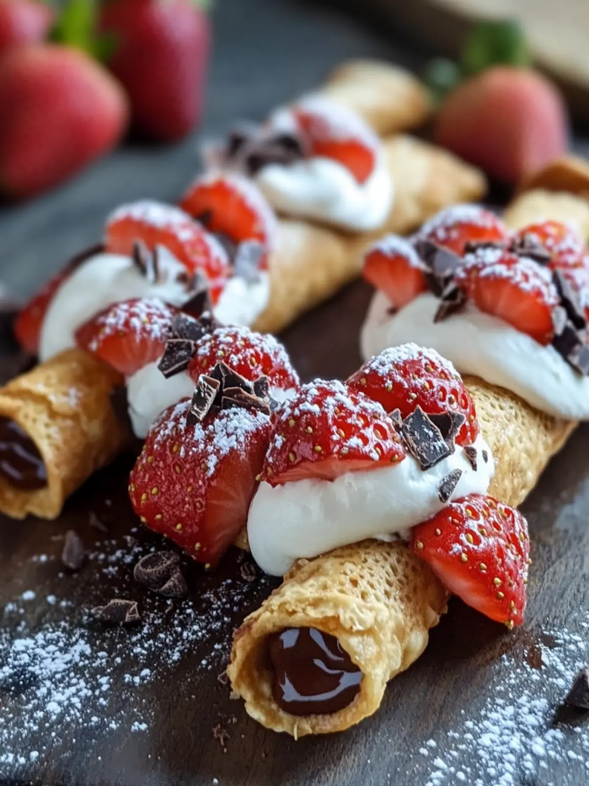 Decadent Chocolate-Covered Strawberry Filled Cannoli Delight 3 Chocolate-Covered Strawberry Filled Cannoli