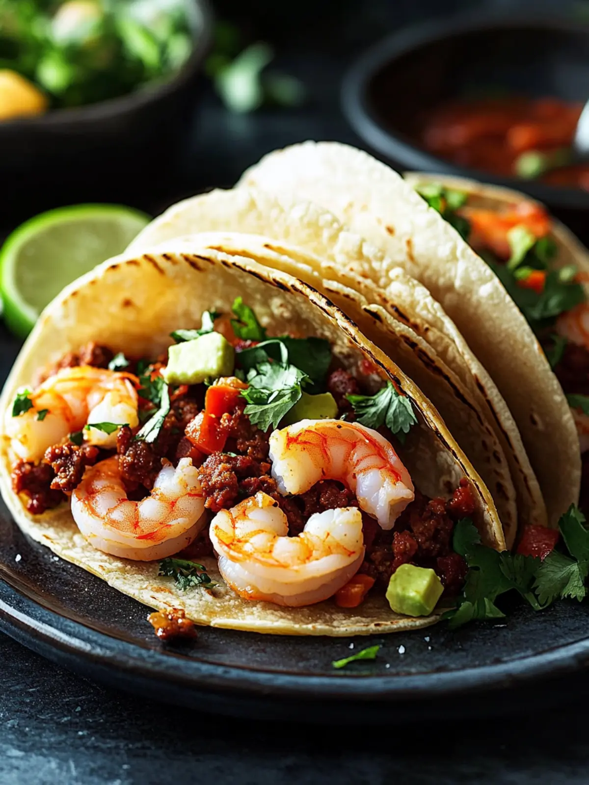 Delicious Shrimp and Chorizo Tacos Ready in 20 Minutes! 2 Shrimp and Chorizo Tacos
