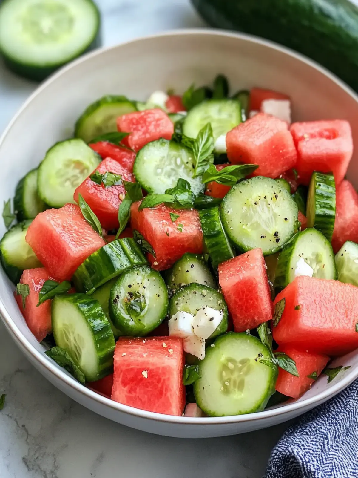 Delicious Watermelon Cucumber Salad for a Refreshing Summer! 4 Watermelon Cucumber Salad