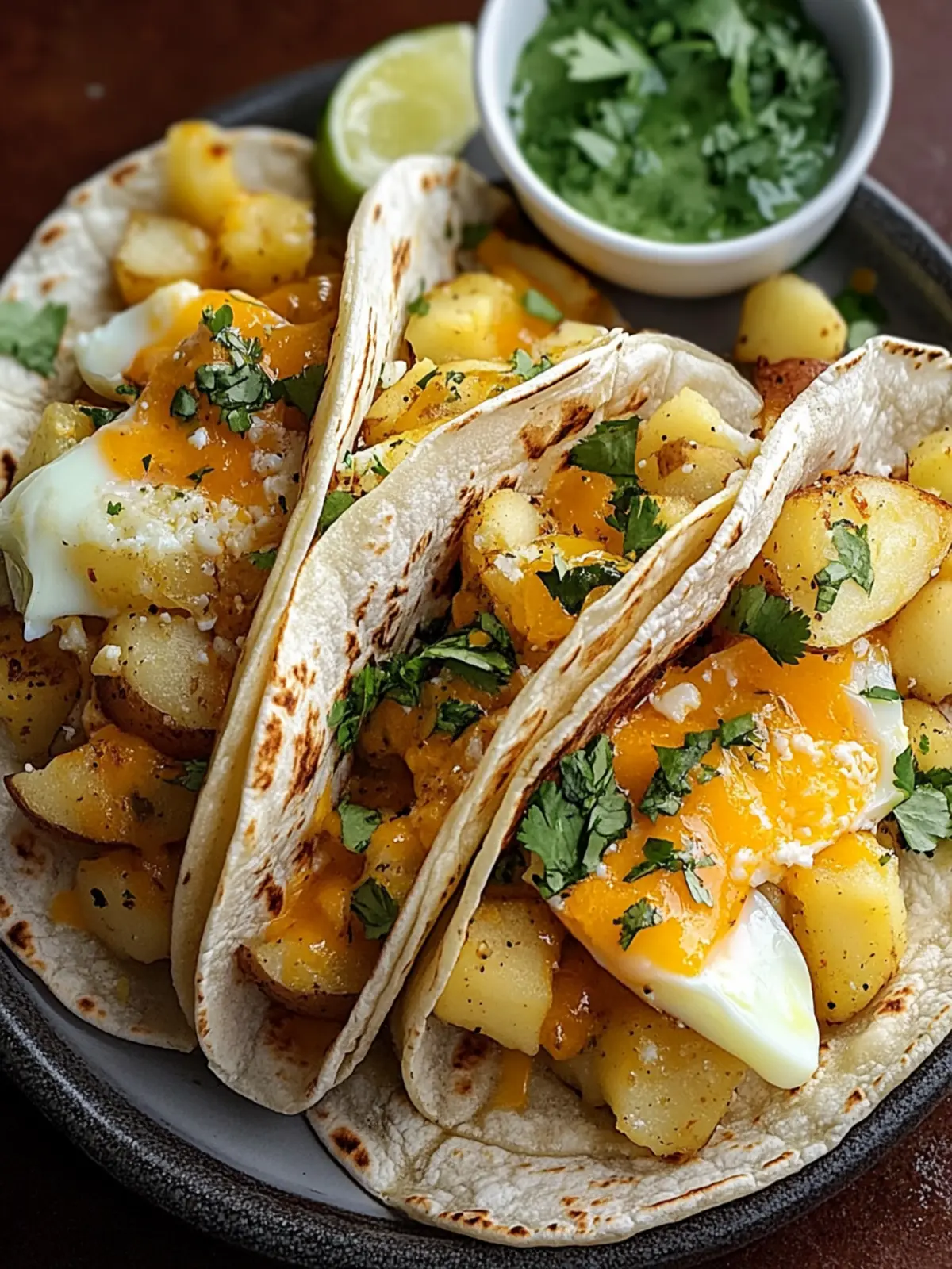Delicious Potato, Egg, and Cheese Breakfast Tacos to Savor 2 Potato, Egg, and Cheese Breakfast Tacos