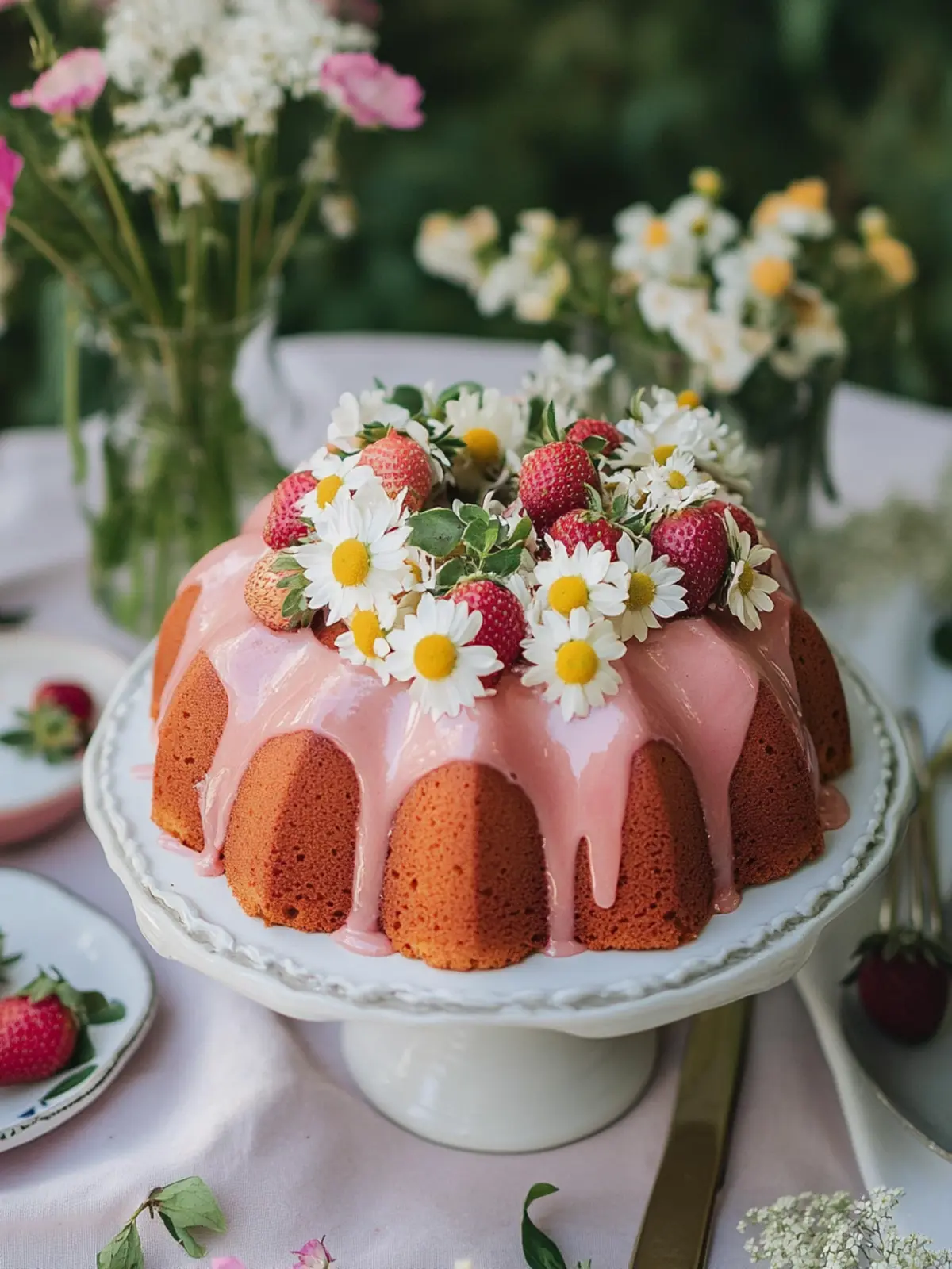 Irresistible Chamomile Bundt Cake with Strawberry Glaze Recipe 4 Chamomile Bundt Cake with Strawberry Glaze