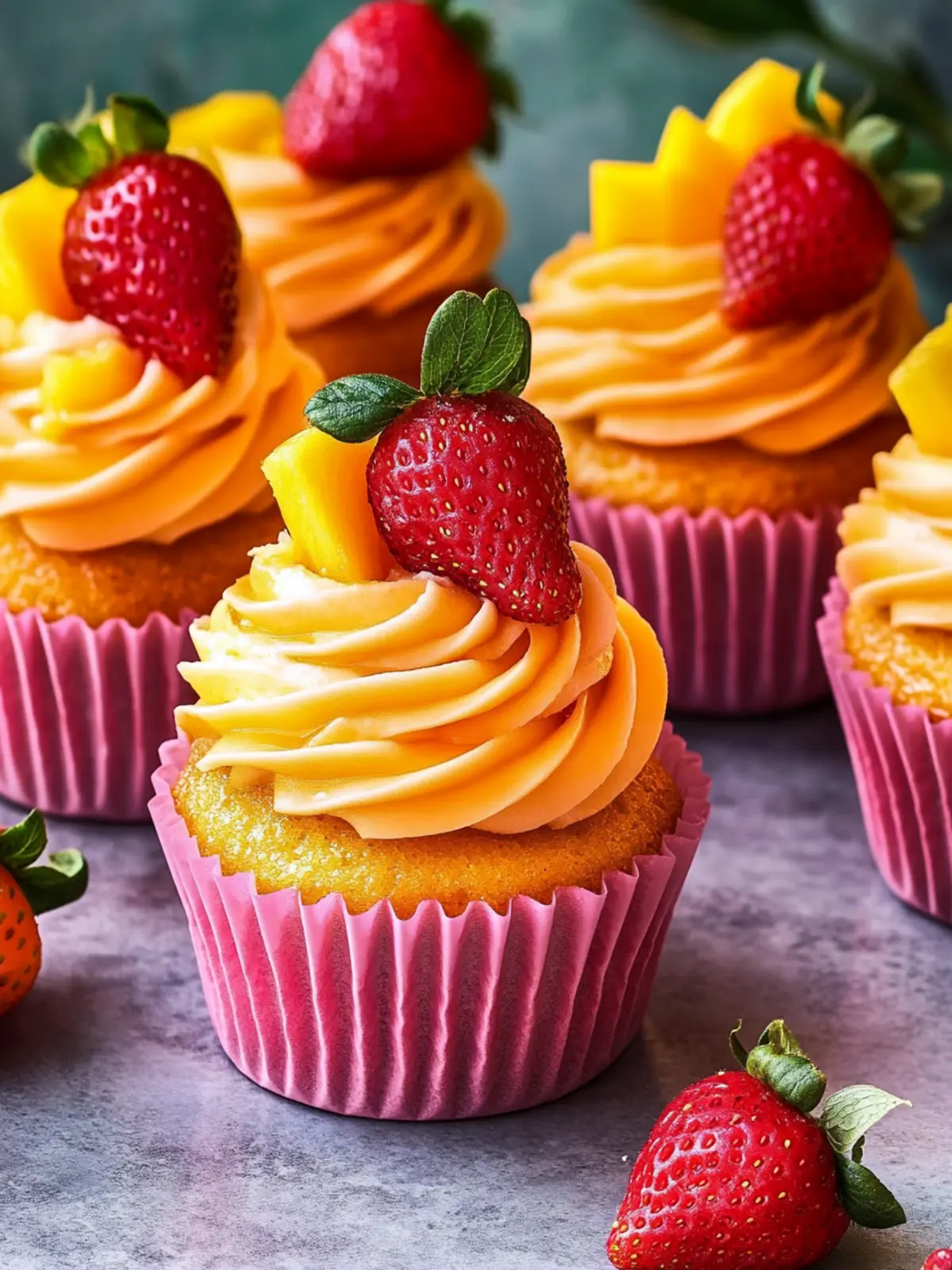 Mango Strawberry Sunset Cupcakes That Bring Summer to Life 3 Mango Strawberry Sunset Cupcakes