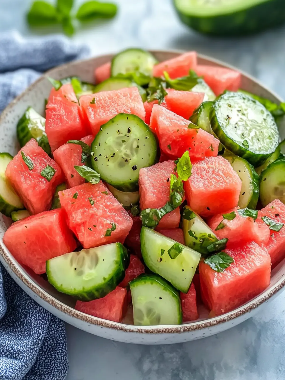 Delicious Watermelon Cucumber Salad for a Refreshing Summer! 3 Watermelon Cucumber Salad