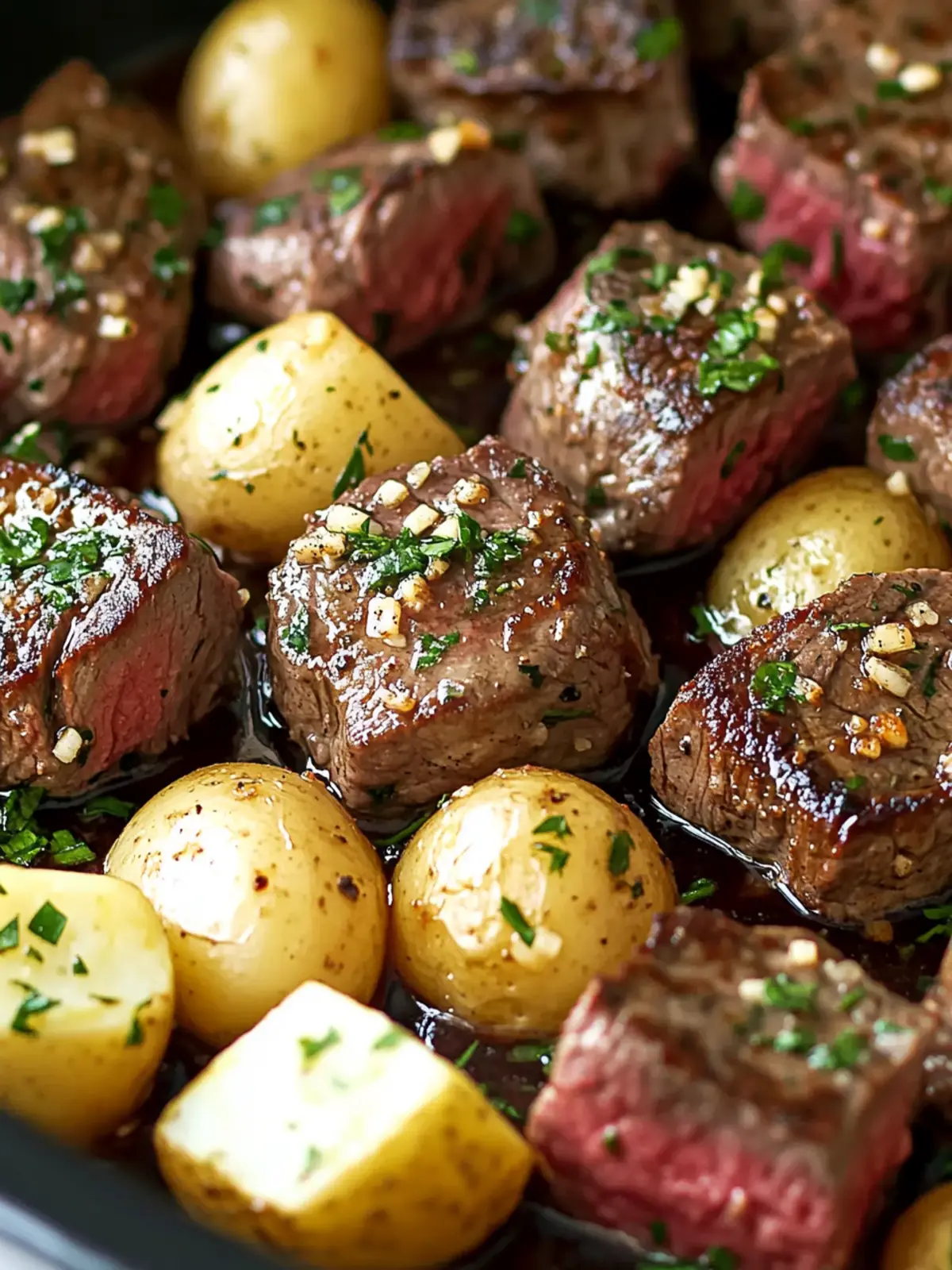 Crock Pot Garlic Butter Steak Bites & Creamy Potatoes Bliss 2 Crock pot garlic butter steak bites & potatoes