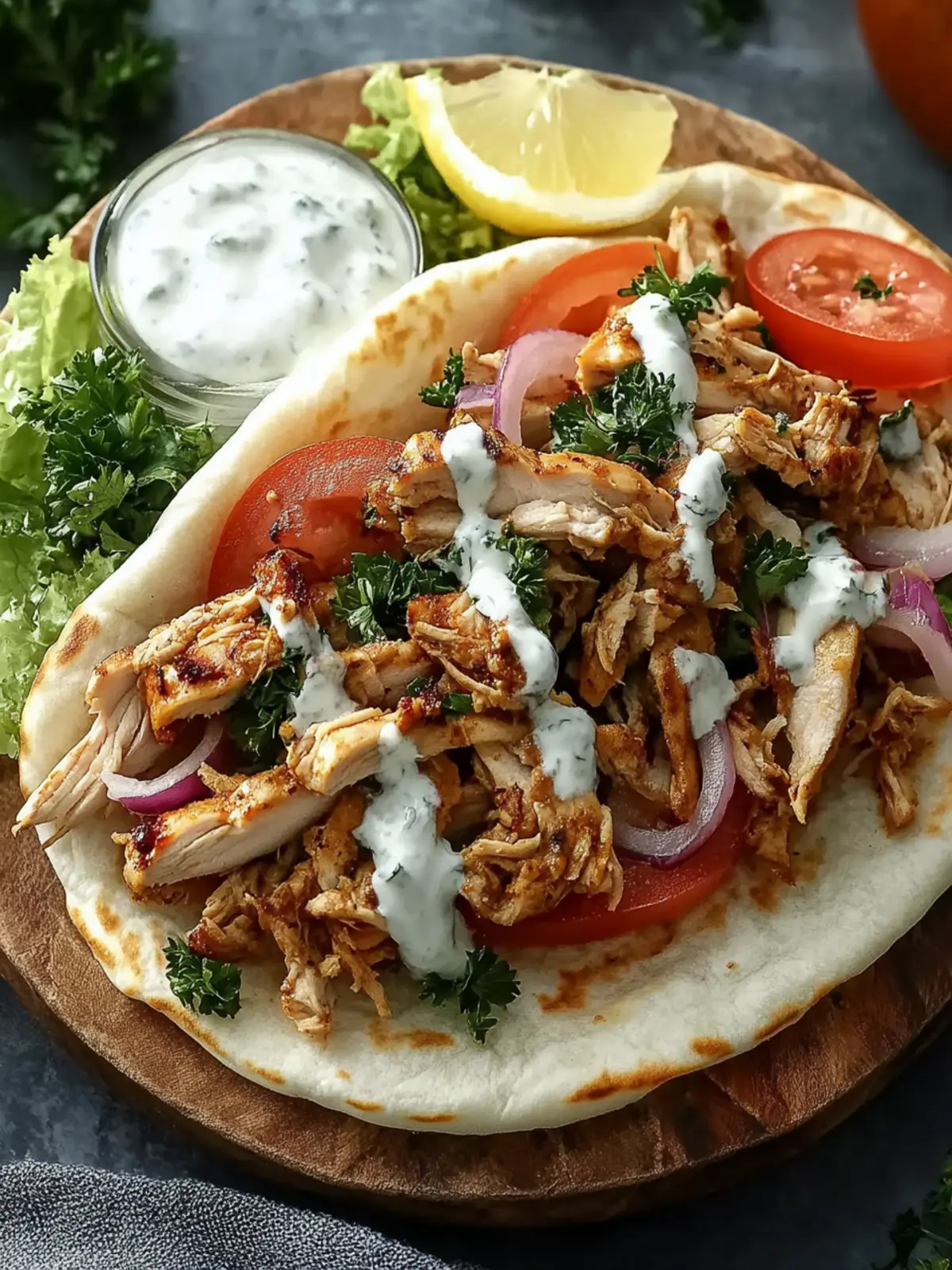 Savory Slow Cooker Chicken Gyros with Zesty Tzatziki Delight 2 Slow Cooker Chicken Gyros