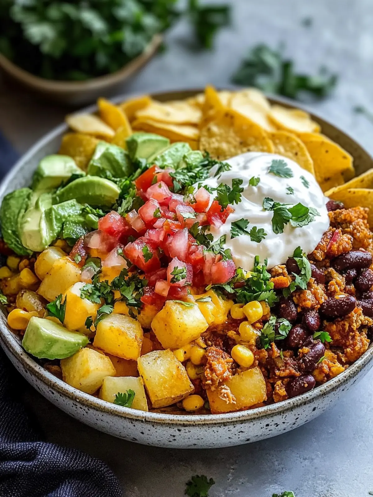 Loaded Potato Taco Bowl: Crispy, Flavorful, and High-Protein! 2 Loaded Potato Taco Bowl