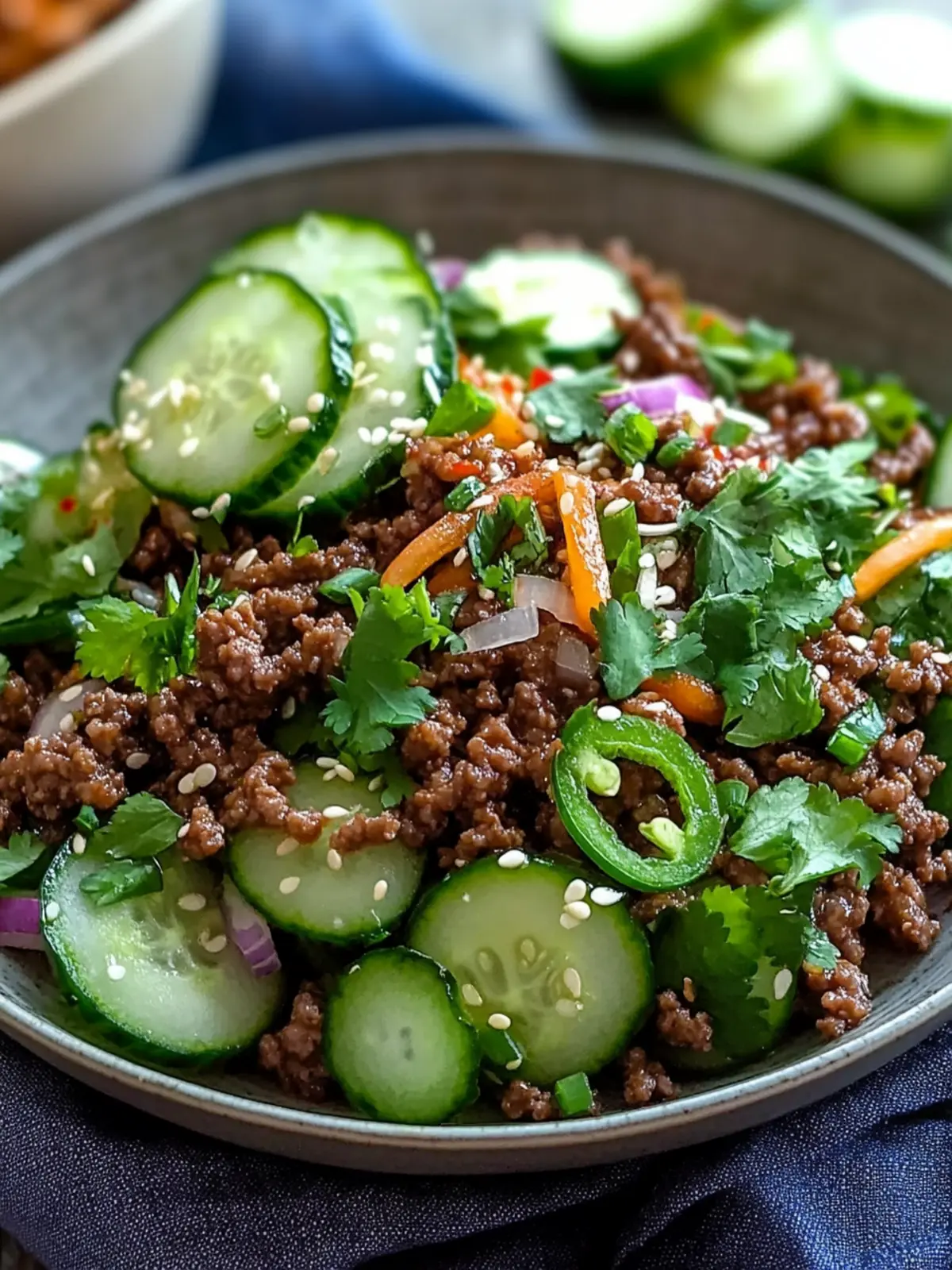 Spicy Korean Ground Beef with Cucumber Salad Delights You! 2 Spicy Korean Ground Beef with Cucumber Salad delights