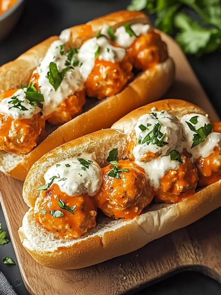 Buffalo Chicken Meatball Sandwiches